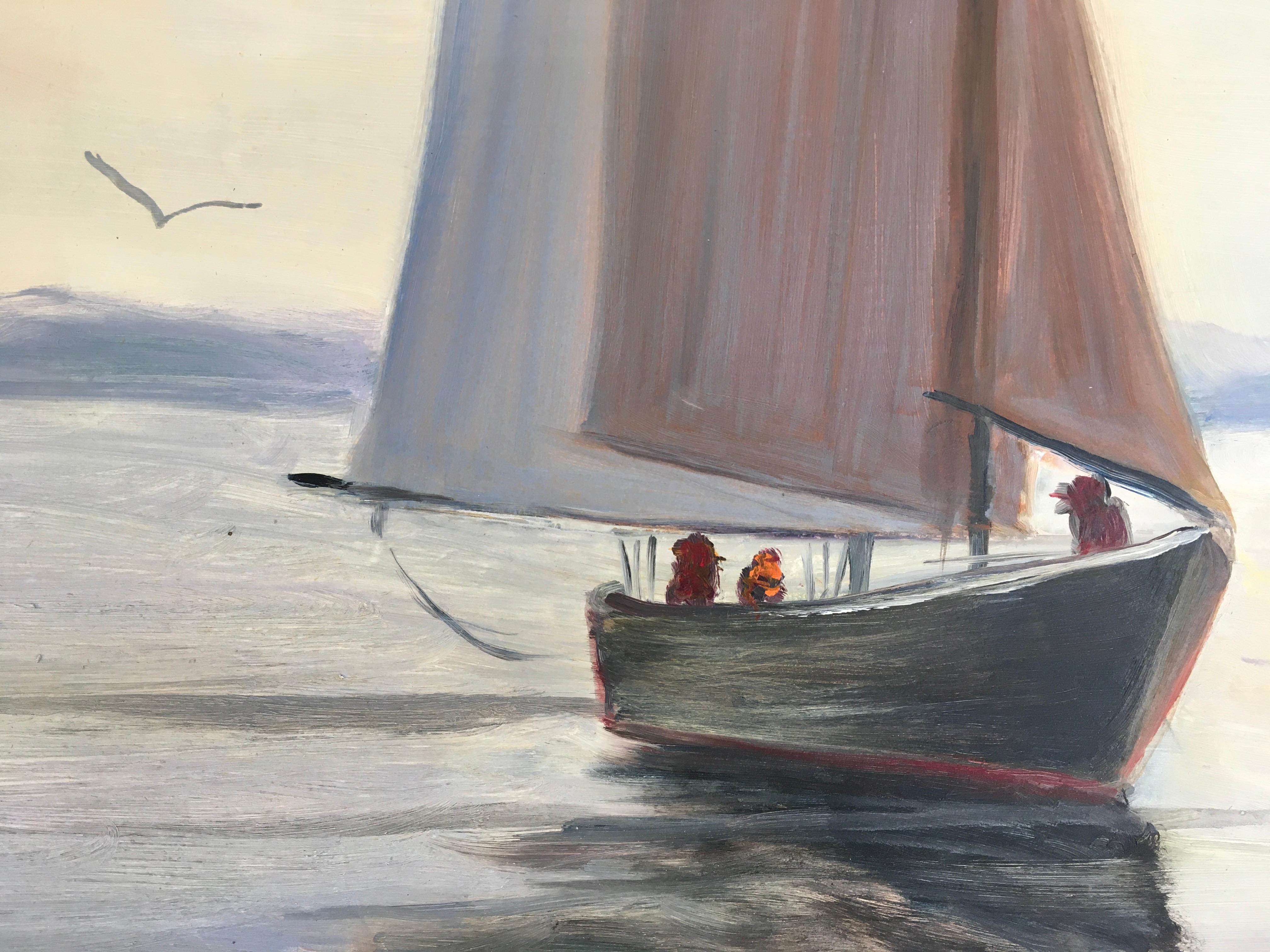 'Impressionist Harbor Scene', By Selma J Cubell, Oil on Panel 6