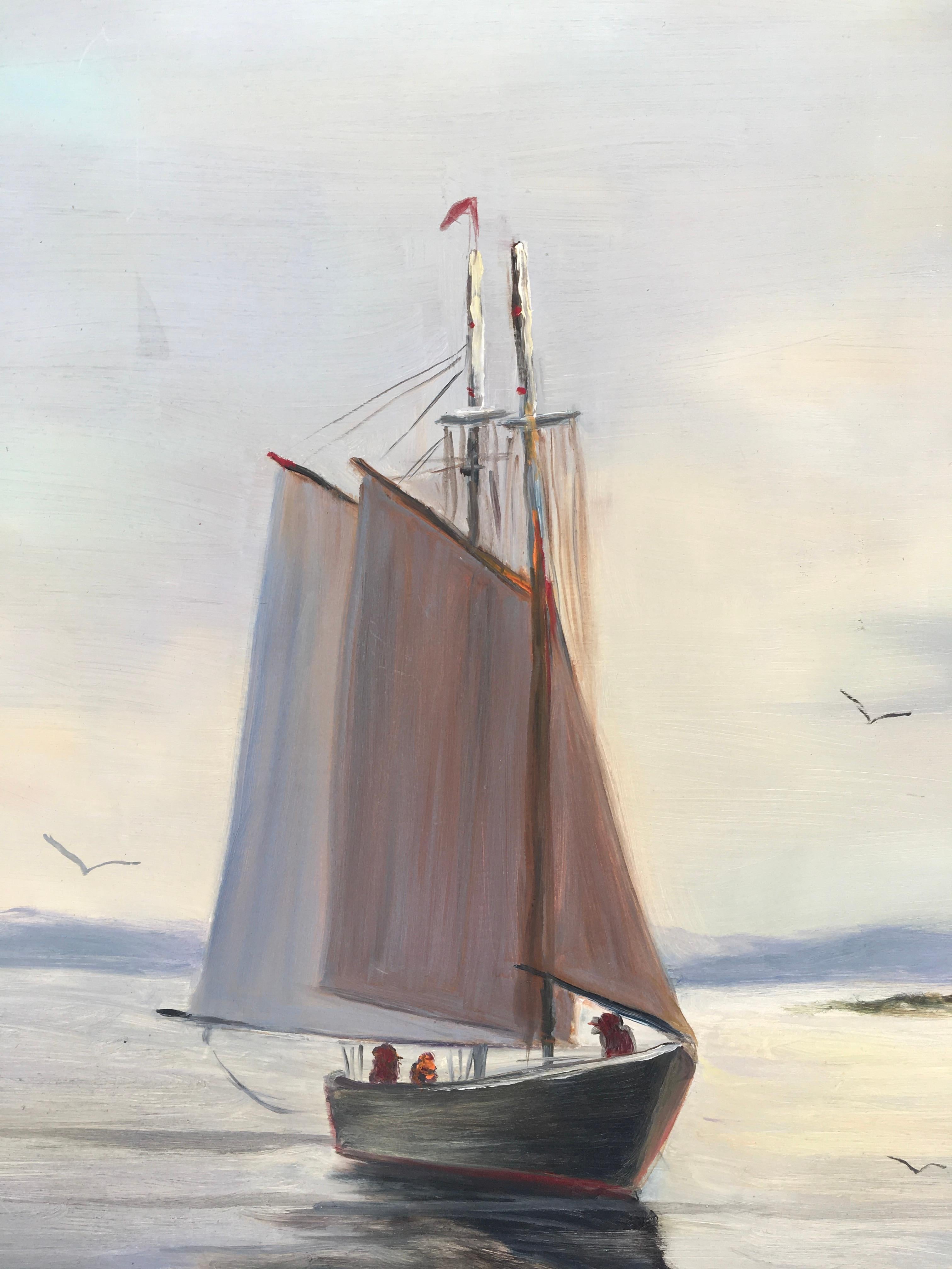'Impressionist Harbor Scene', By Selma J Cubell, Oil on Panel 8