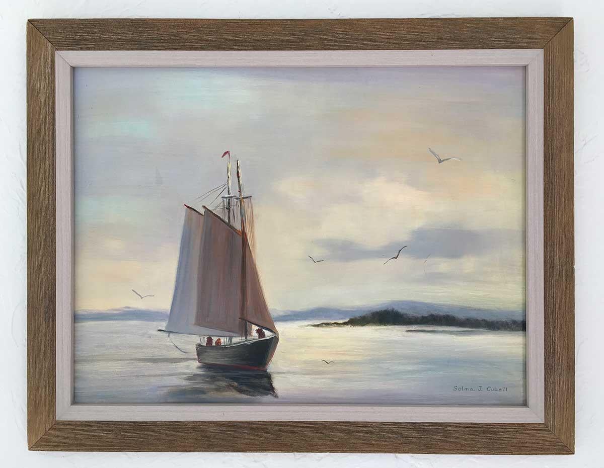 'Impressionist Harbor Scene', By Selma J Cubell, Oil on Panel 1