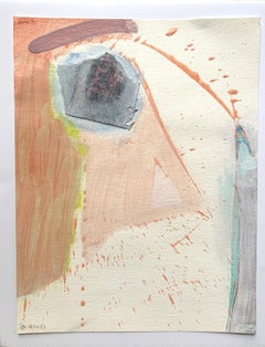 1963 "Pink and Yellow Abstract" Mid Century Acrylic Abstract Painting