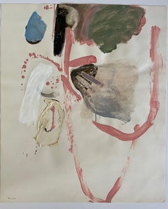 Mid-Century ""Abstrakt mit rosa Tropfen"" Ölgemälde