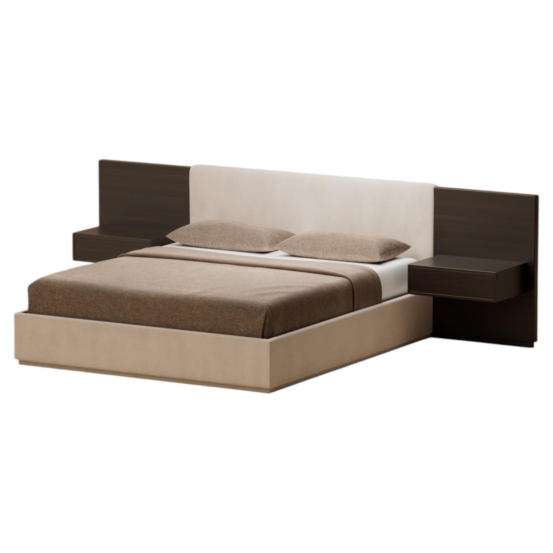 Letto imbottito Selma in noce di Lusano