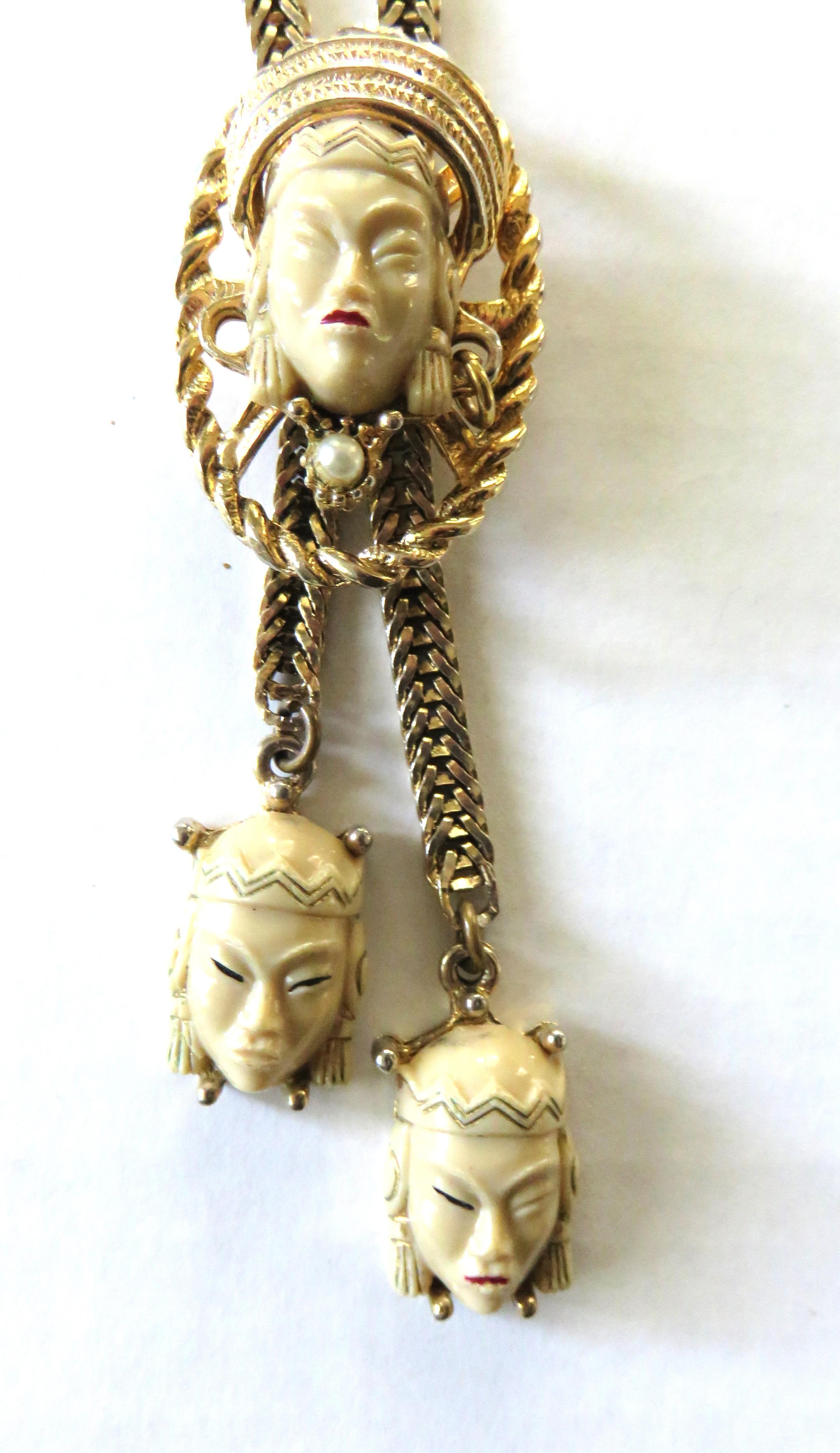 Selro Selini 1950s Elaborate Asian Princess Necklace, Bracelet and Earrings Set  For Sale 4