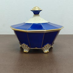 Seltmann Weiden Octagonal Porcelain Bonbonnière, Cobalt‑and‑Gold , Lidded Top