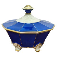 Seltmann Weiden Octagonal Porcelain Bonbonnière, Cobalt‑and‑Gold , Lidded Top