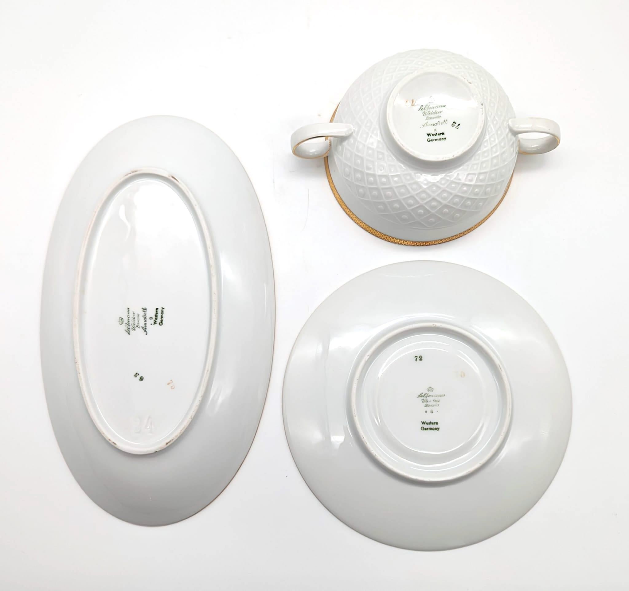 Seltmann Weiden Vajilla de Porcelana Blanca Dorada, Lote de 82 Piezas siglo XX en venta