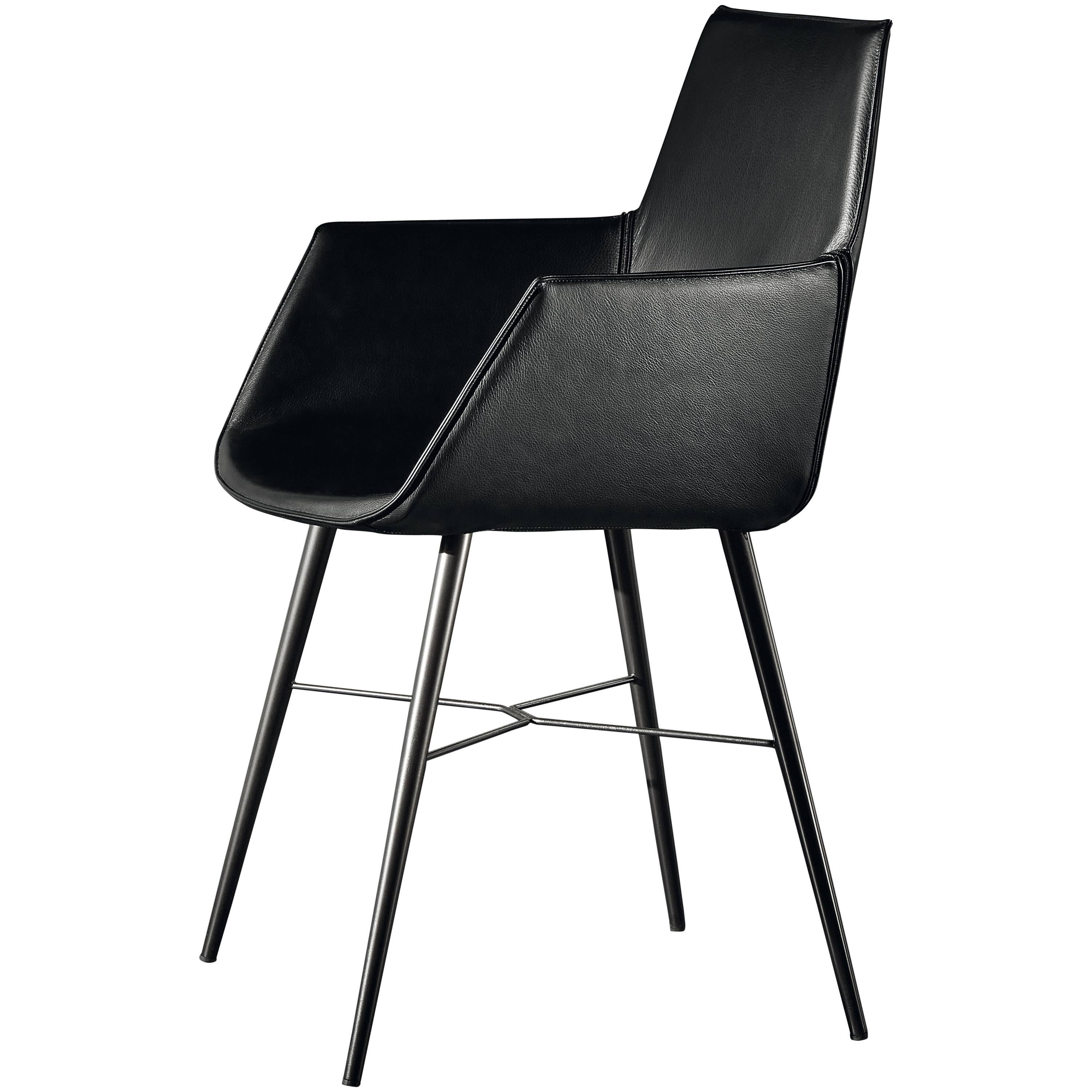 Seltz CB Armchair in Black Leather by Acerbis Design For Sale