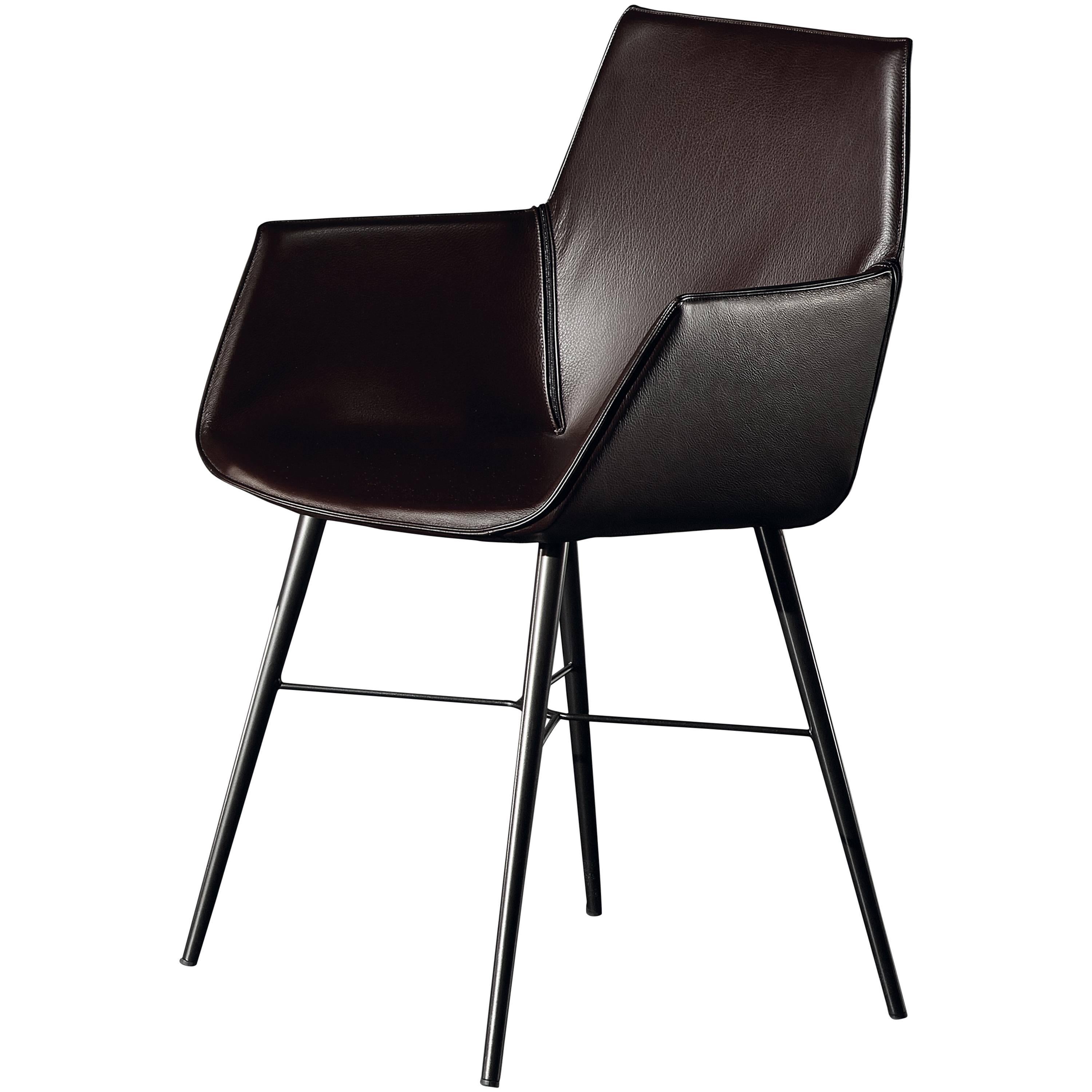 Seltz CB Armchair in Brown Leather by Acerbis Design For Sale