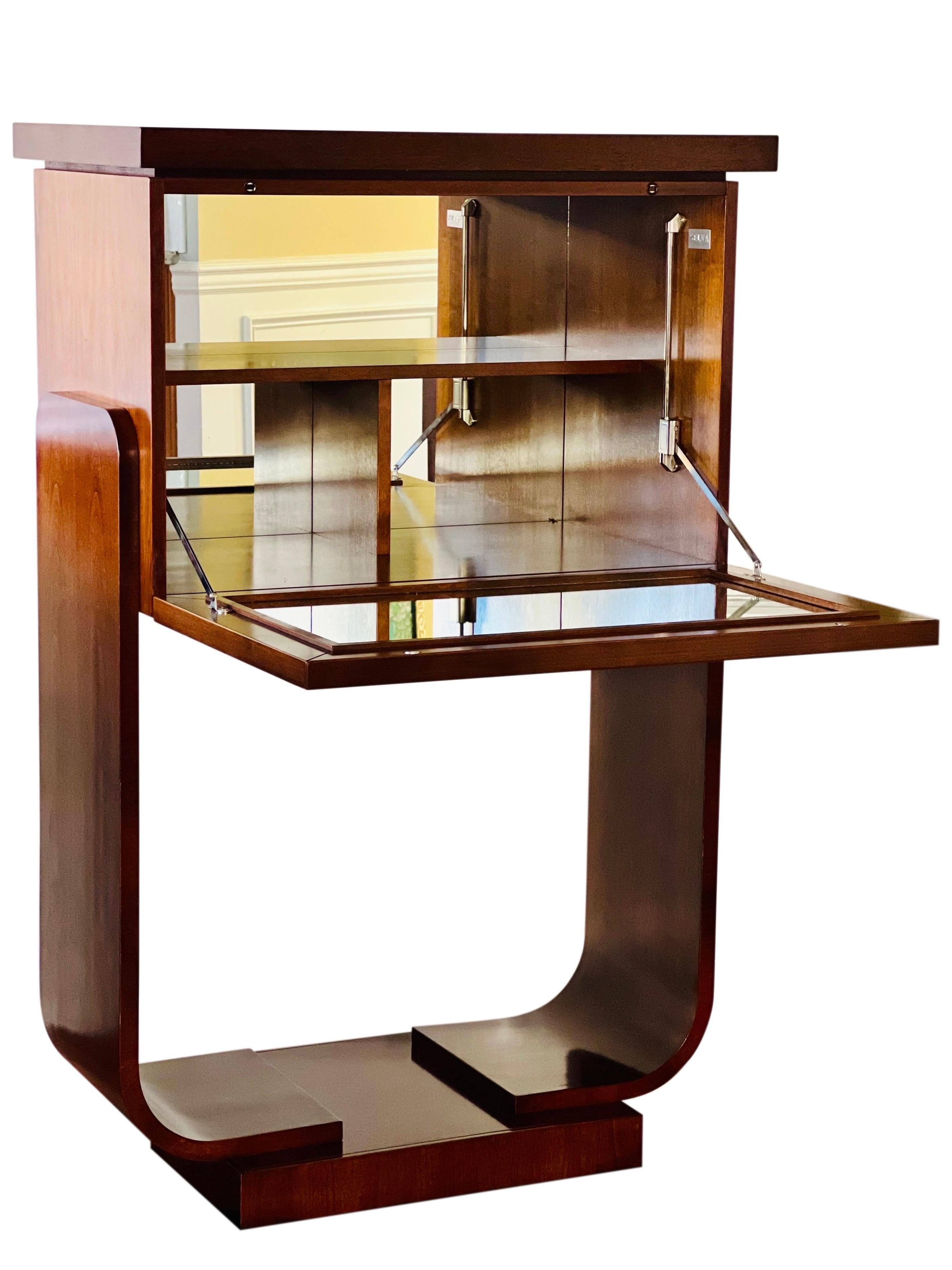 SELVA Italy Art Deco Style Mirrored Bar Cabinet For Sale 1