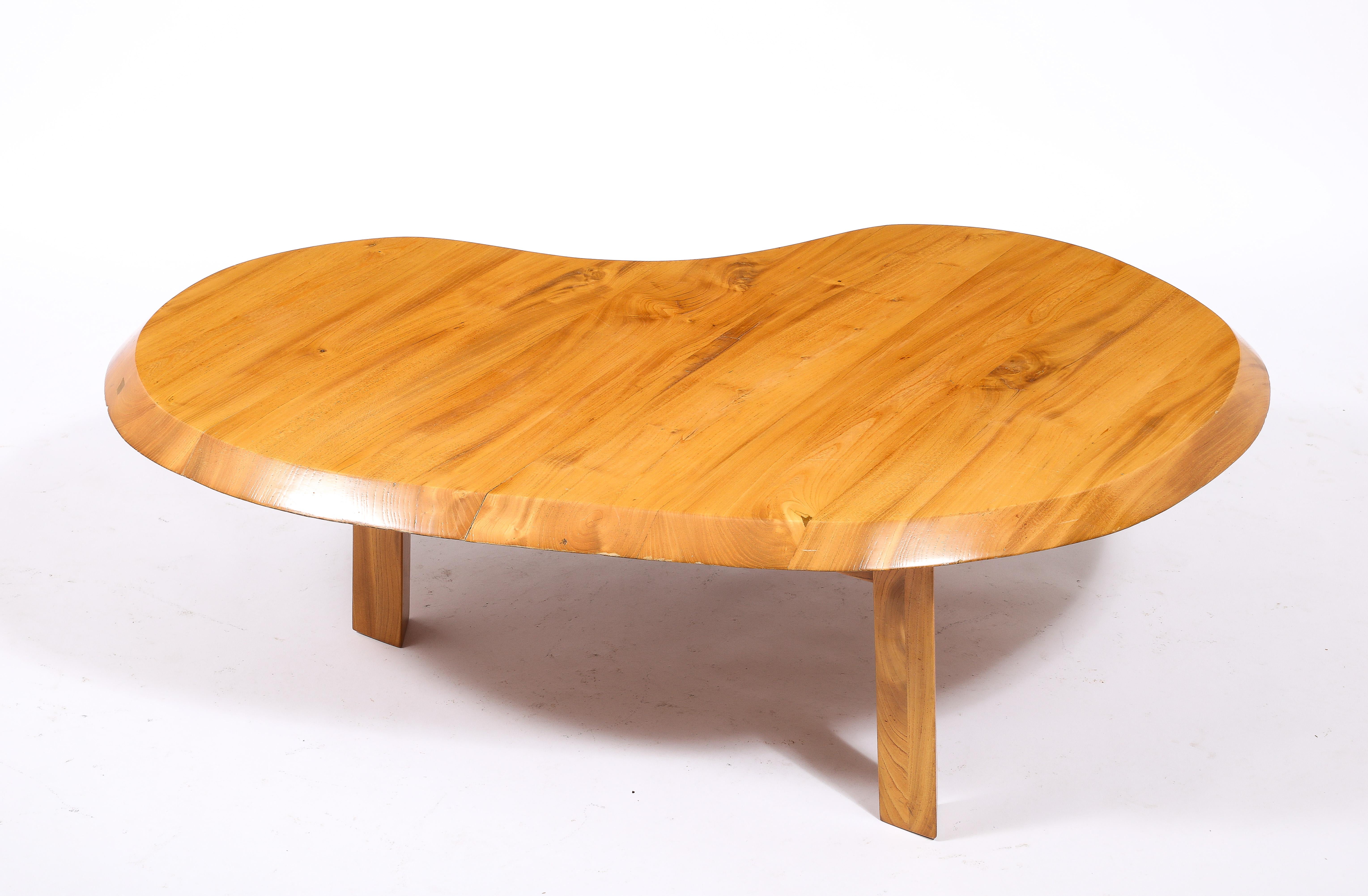 Table basse en orme SELZ Flaque D'Eau, France 1960's en vente 3