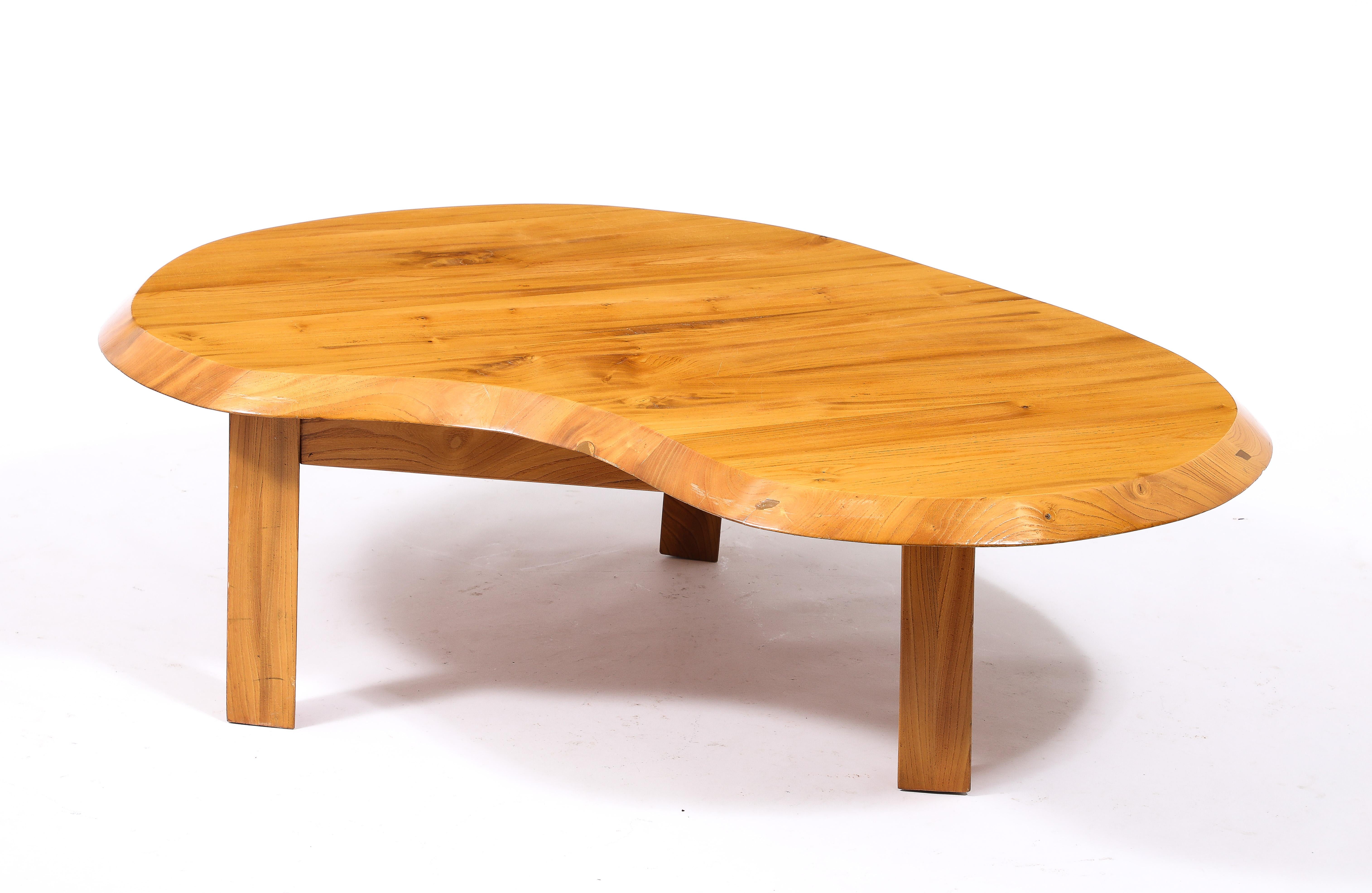 Orme Table basse en orme SELZ Flaque D'Eau, France 1960's en vente