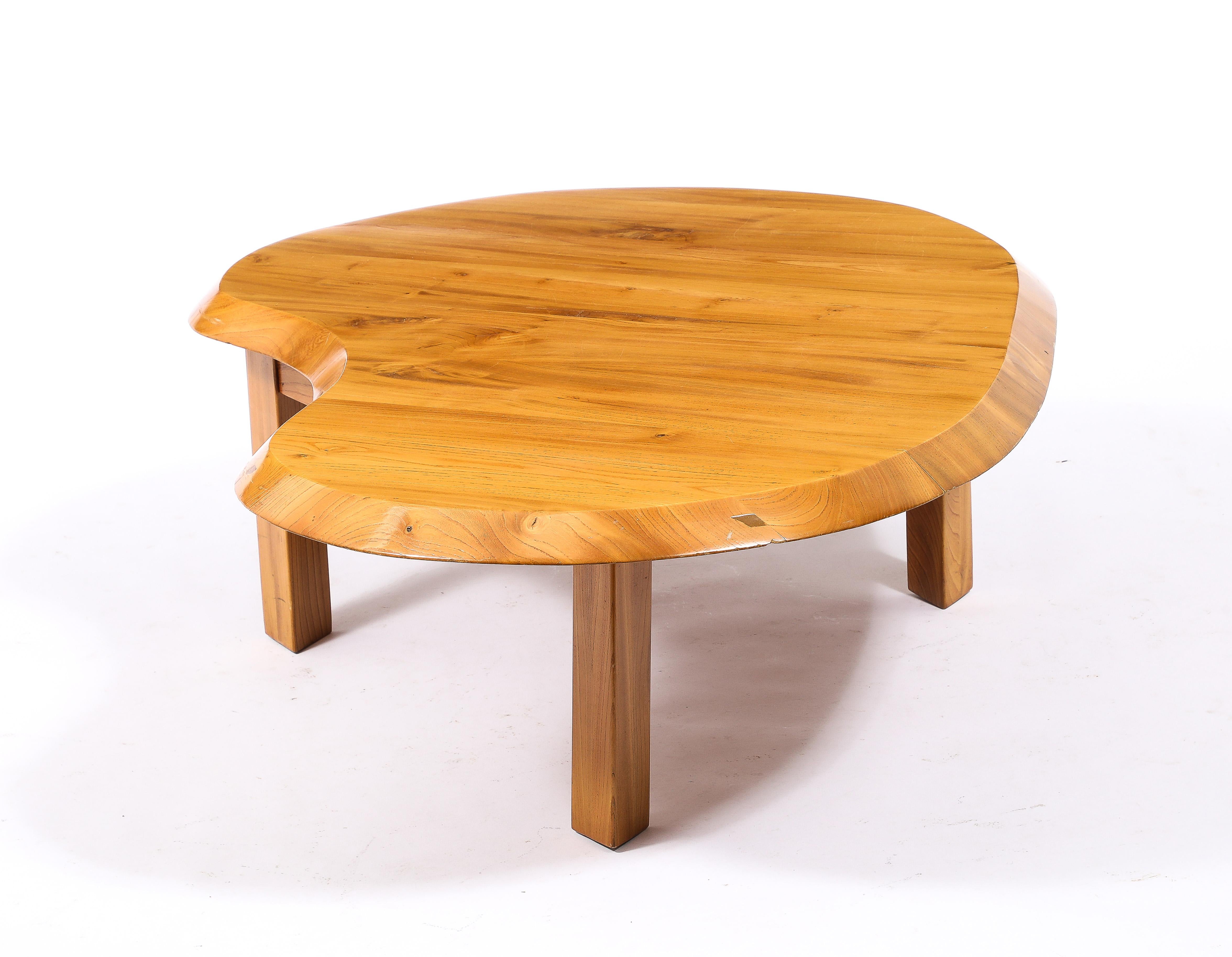 Table basse en orme SELZ Flaque D'Eau, France 1960's en vente 1