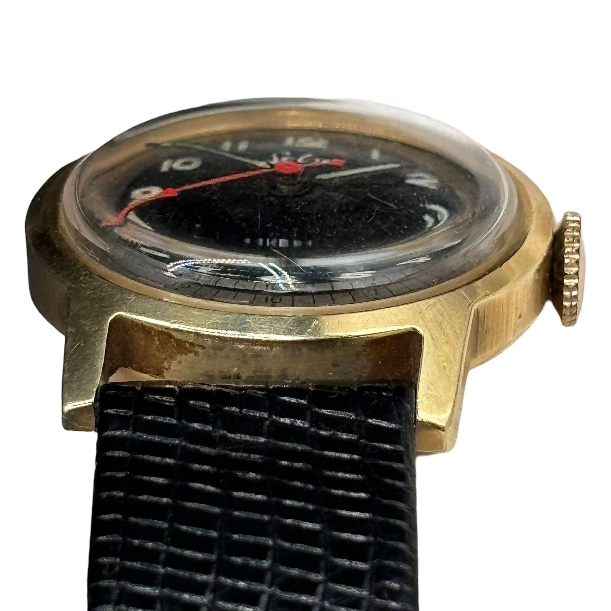 Montre Selza Automatic WWII Military Aviation Pilot Cold Capped Or 14K en vente 6