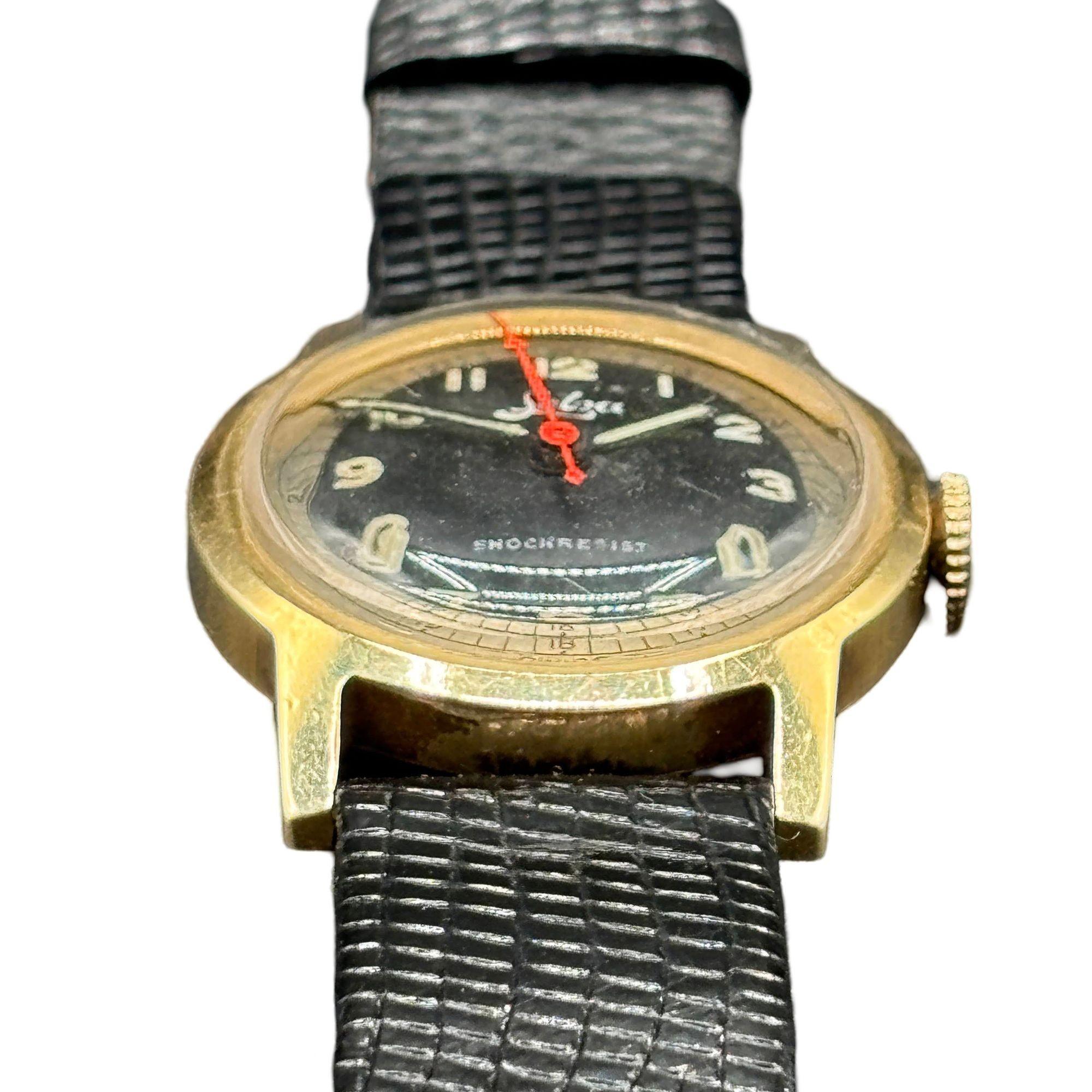 Montre Selza Automatic WWII Military Aviation Pilot Cold Capped Or 14K en vente 2