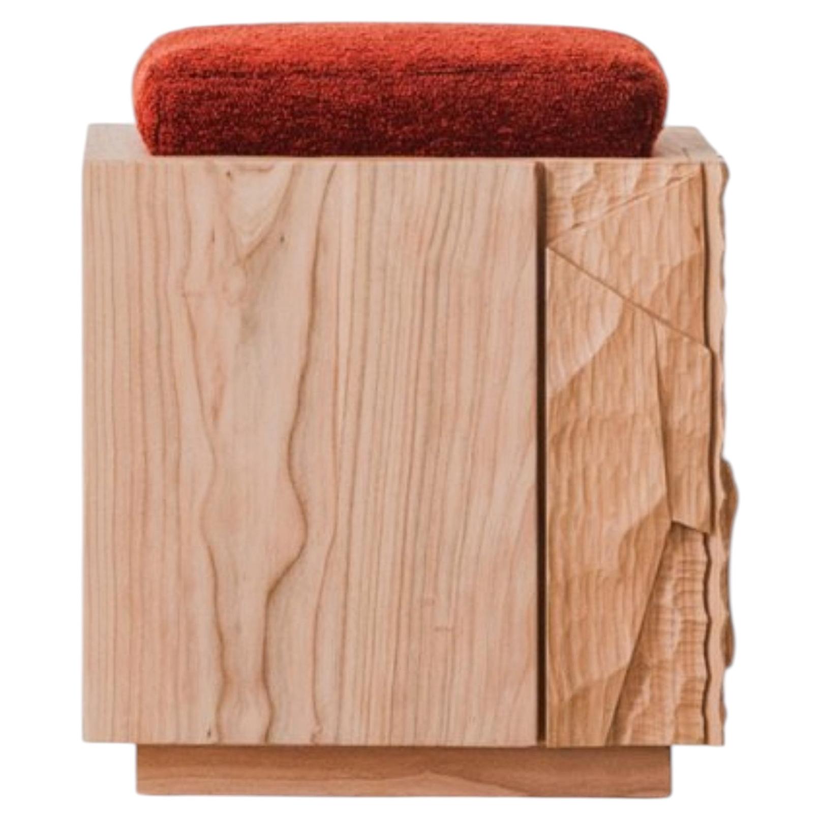 Sem CORE Collection PS1 Medium Pouf/Side Table in Cherry solid wood, Hannes Peer For Sale