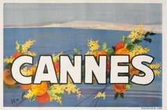 „Cannes“ Originales französisches Vintage-Reiseplakat, 1930