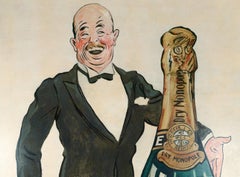 Sem, huile sur toile monumentale Art Déco, Champagne Heidsieck Monopole sec, 1927