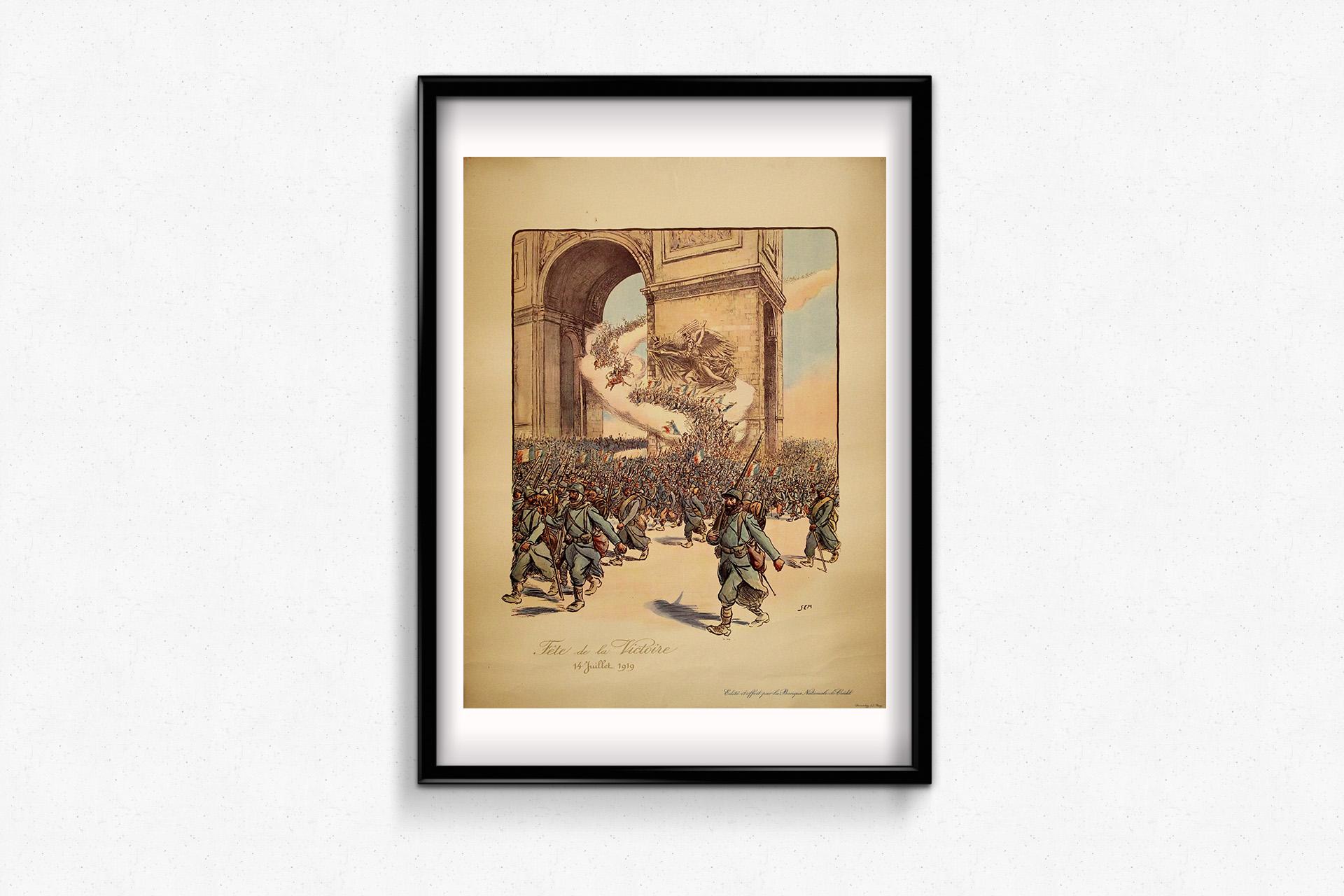 1919 original poster by Sem - Fête de la victoire 14 Juillet 1919 im Angebot 2