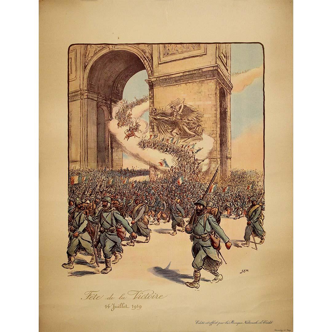 1919 original poster by Sem - Fête de la victoire 14 Juillet 1919 – Print von SEM