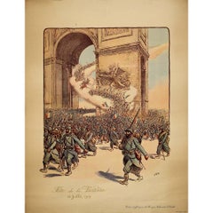 Used 1919 original poster by Sem - Fête de la victoire 14 Juillet 1919