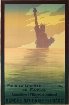 Original Vintage WWI Poster Pour la Liberte du Monde by Sem 1917