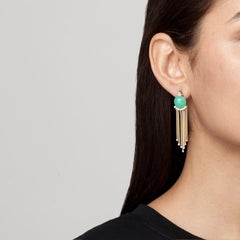 Sema Earrings, Chrysoprase and Diamond Gold Drop Earrings