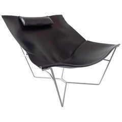 Semana Black Leather Sling Chair by David Weeks for Habitat, UK, Minimalistic