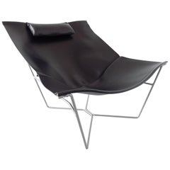 Chaise en cuir noir Semana de David Weeks pour Habitat, Royaume-Uni, Minimalistic