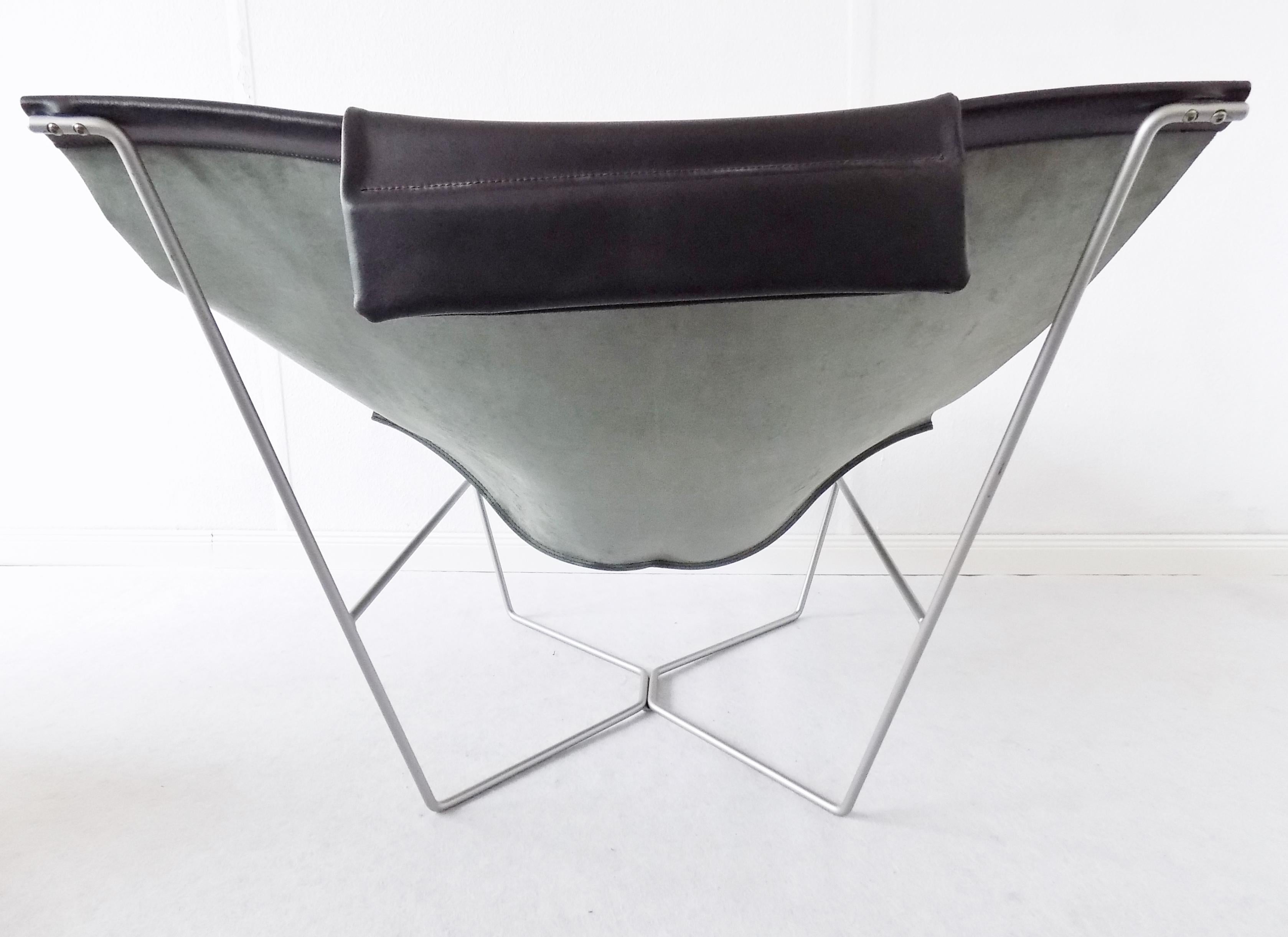 Semana Black Leather Sling Chair by David Weeks for Habitat, UK, Minimalistic For Sale 1