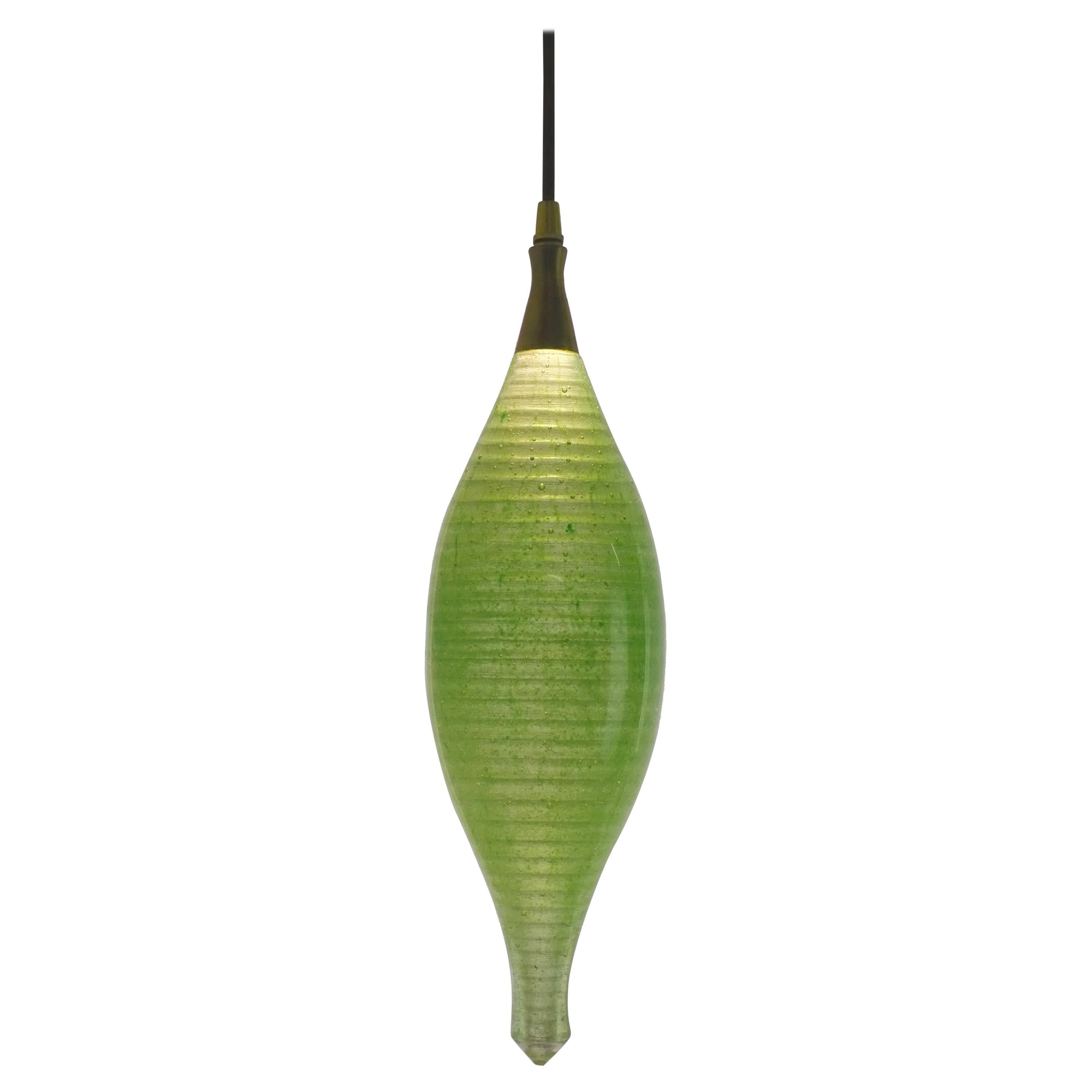 Contemporary Glass Lamp: Semazen Crystal Hanging Pendant Light Citron Green For Sale