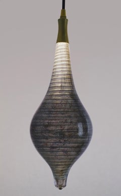 Contemporary Glass Light: Semazen Spiral Drop Pendant Grey Lamp