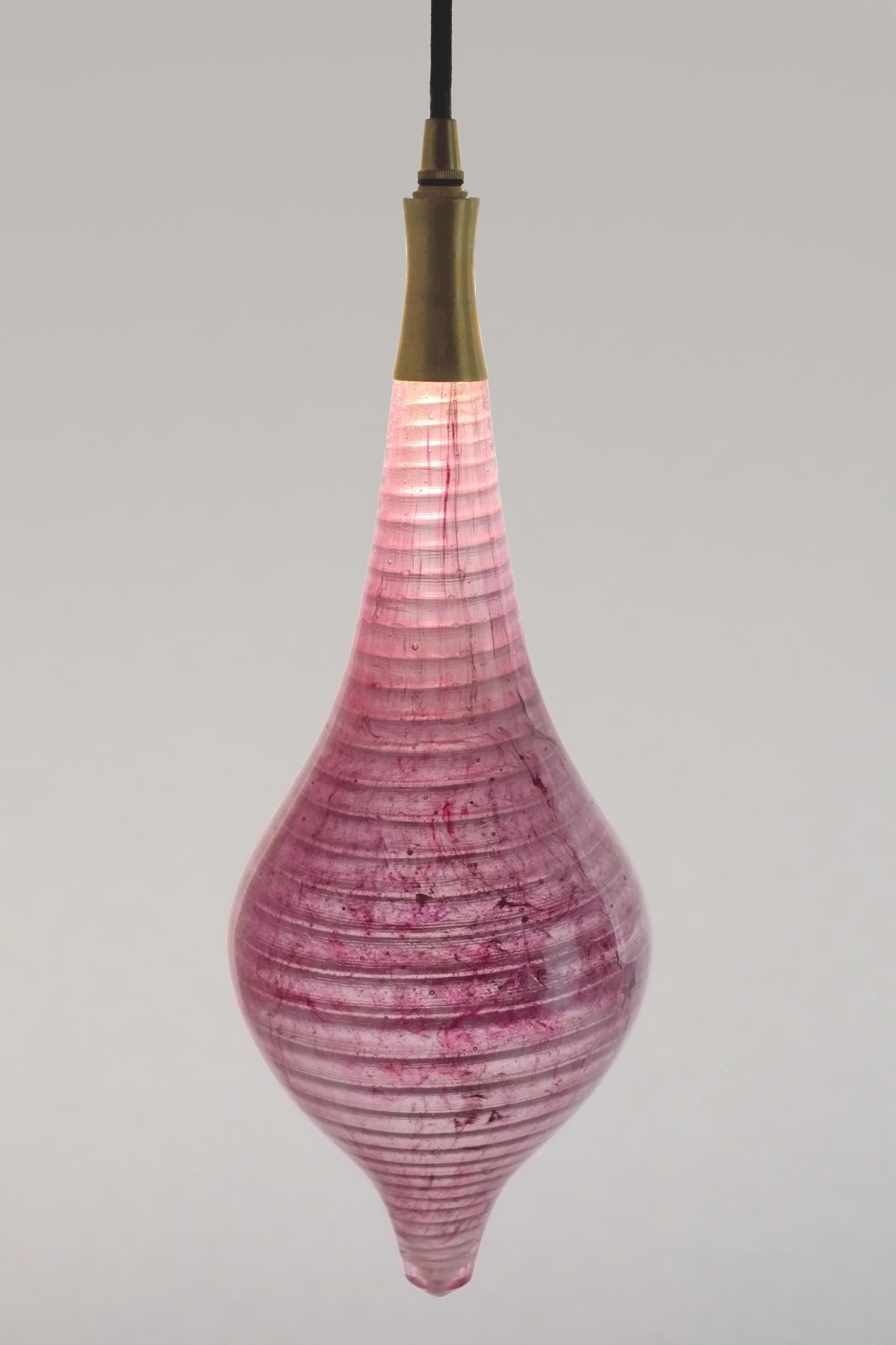 Crystal Contemporary Glass Light: Semazen Spiral Drop Pendant Pink Lamp  For Sale