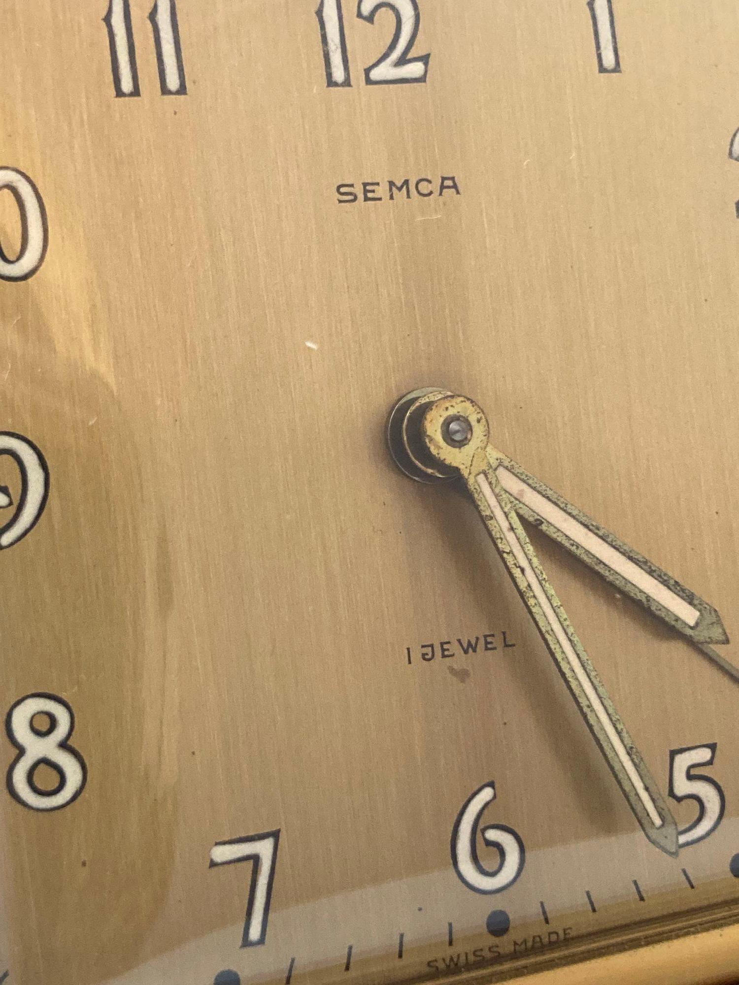 SEMCA Desk Clock Brass and Brown Travel Alarm Clock 4