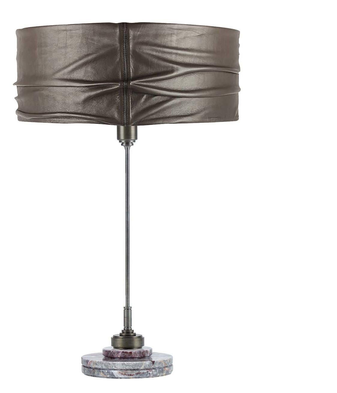 Italian Semele Steel Gray Table Lamp with Salome Marble by Acanthus