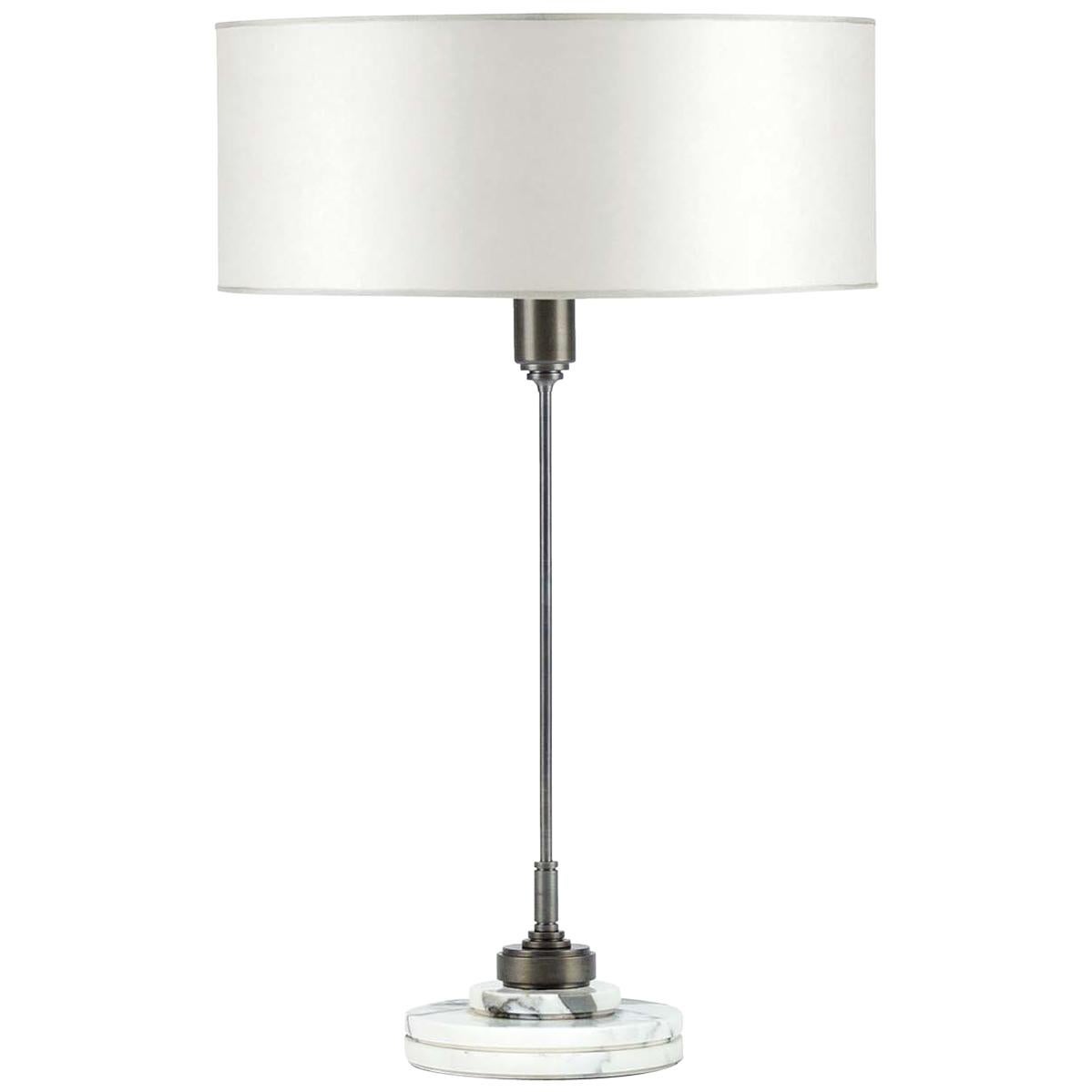 Semele Steel White Table Lamp with Carrara Marble by Acanthus