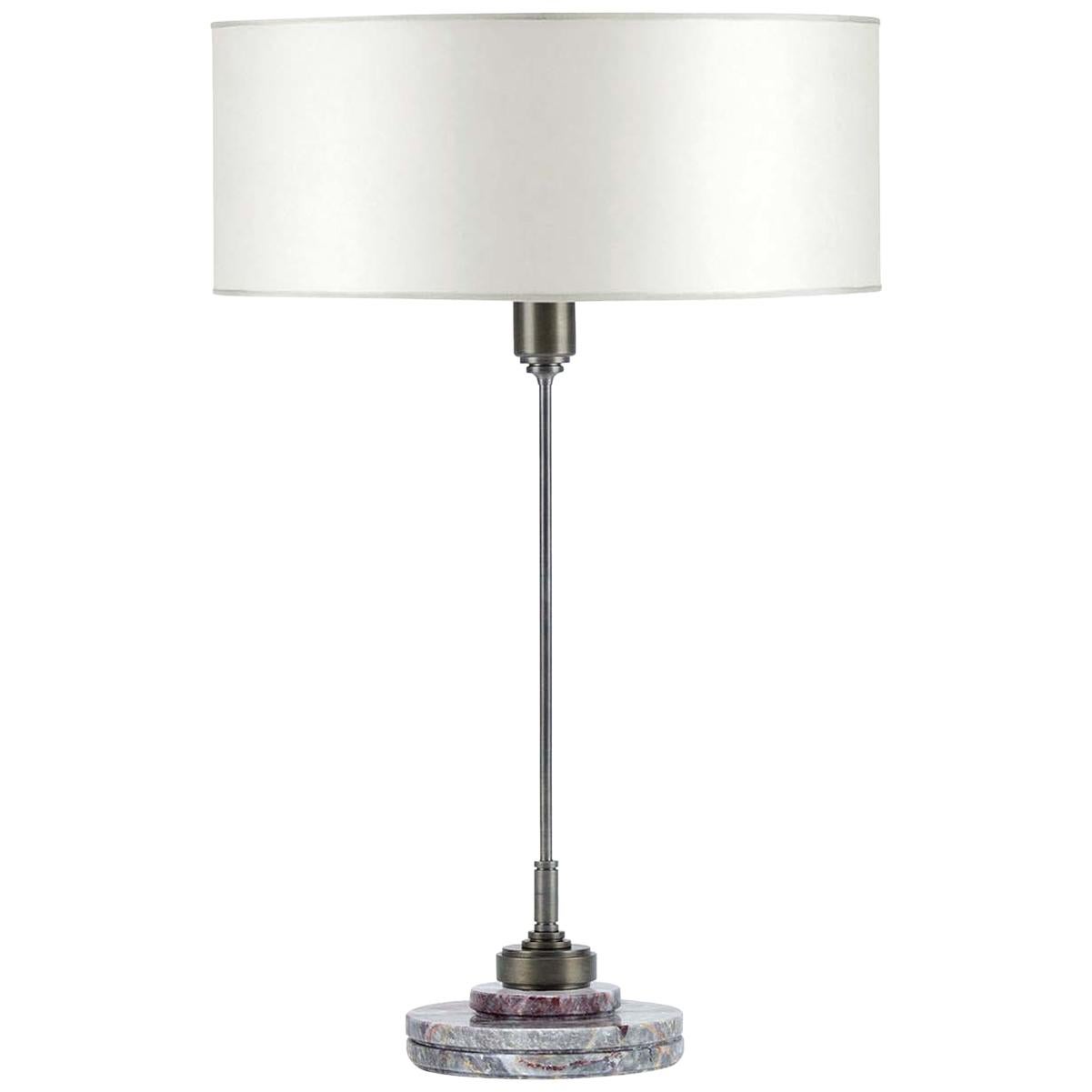 Semele Steel White Table Lamp with Salome' Marble by Acanthus