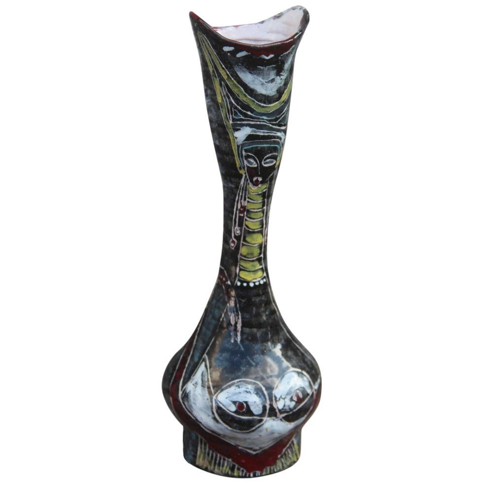 Vaso Semeraro Mid-Century Modern Design Italiano Figura astratta multicolore