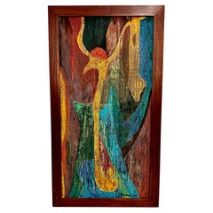 Semi-abstract Oil-on-Board by Barbara G. Levitan, USA 1955, 58"X32"