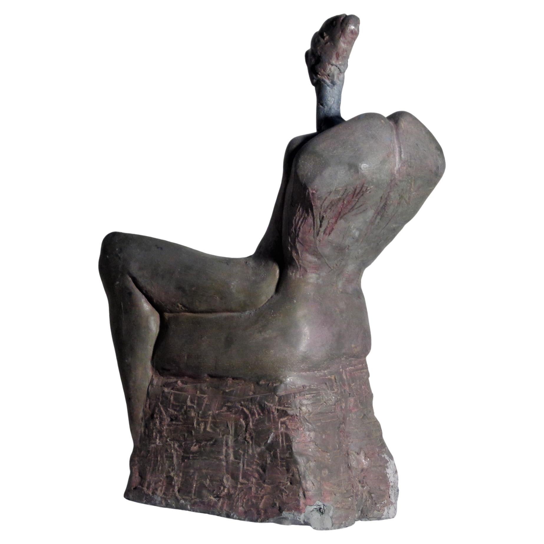 Mid-Century Modern Semi Abstract Nude Sculpture Style of Henry Moore, 1960-1970