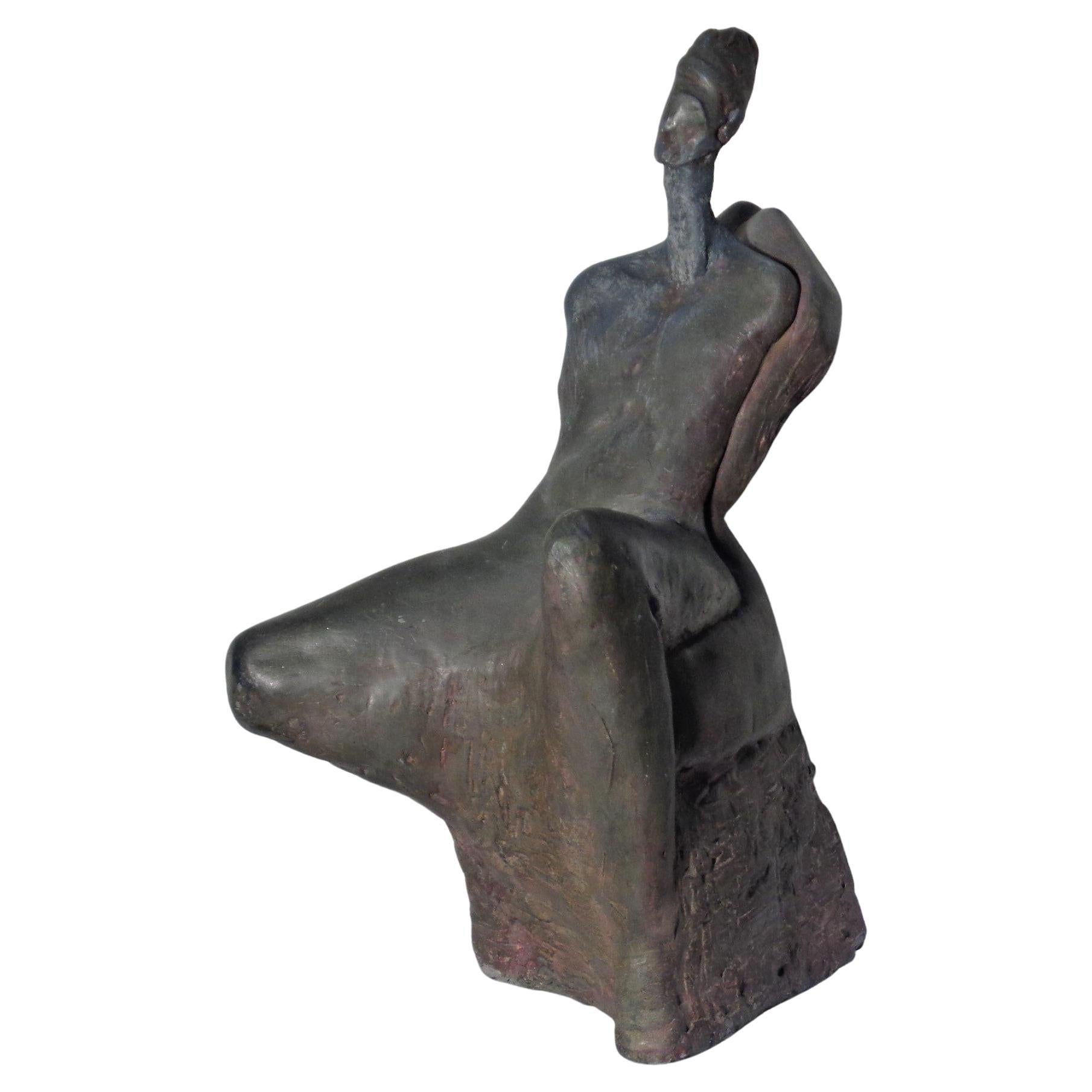 Mid-20th Century Semi Abstract Nude Sculpture Style of Henry Moore, 1960-1970
