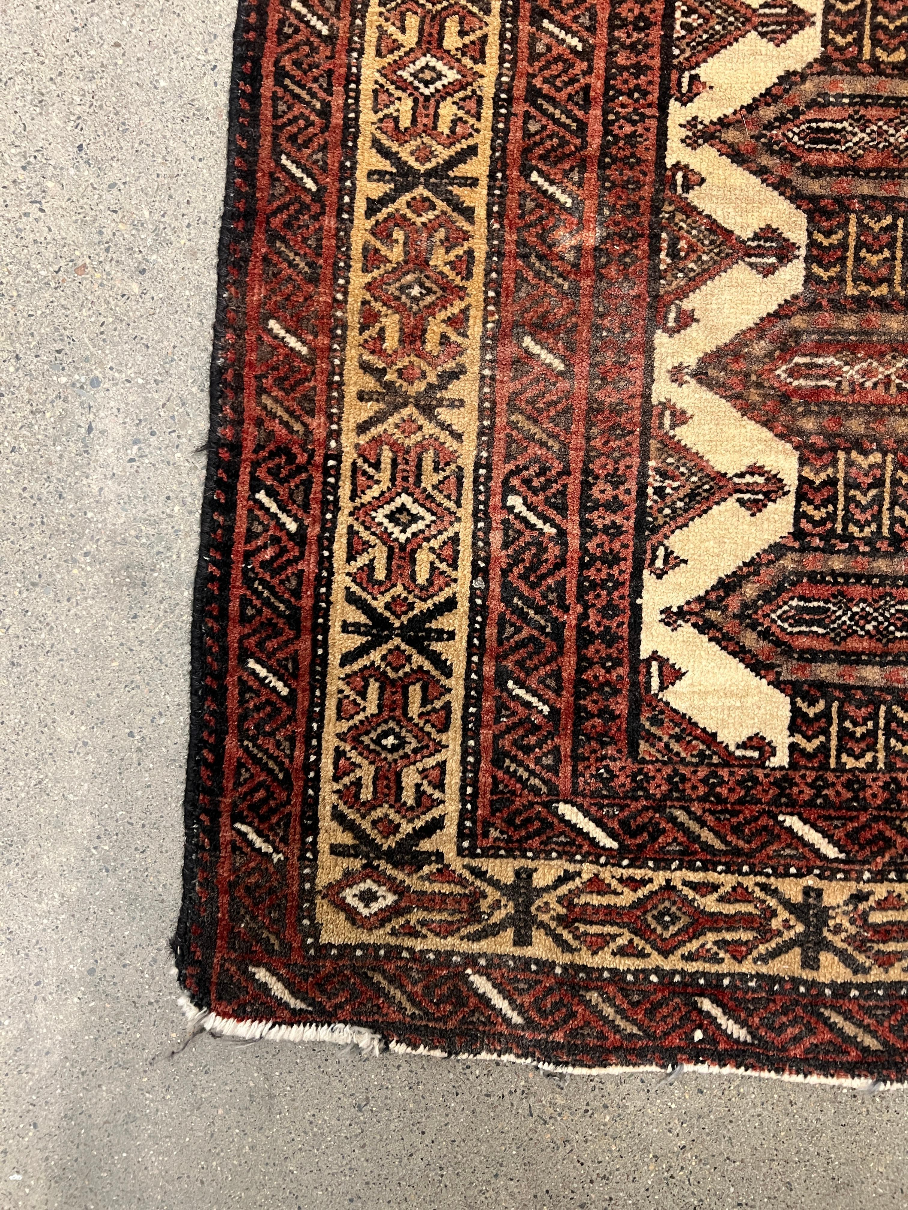 Semi-Antique Afghan Baluchi Wool Rug or carpet 
6'1