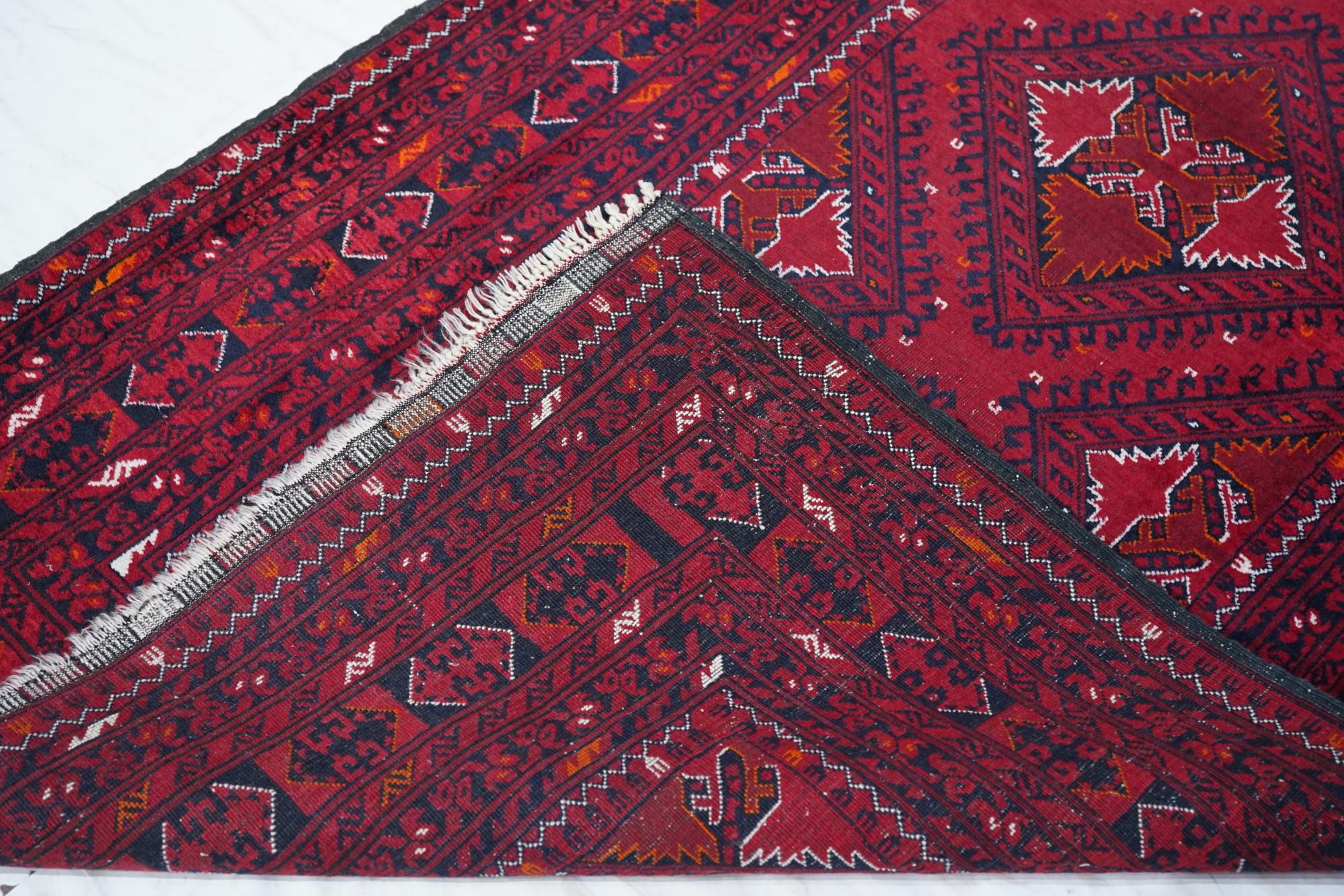 Vintage Afghan Teppich 3'7'' x 7'1'' im Angebot 6