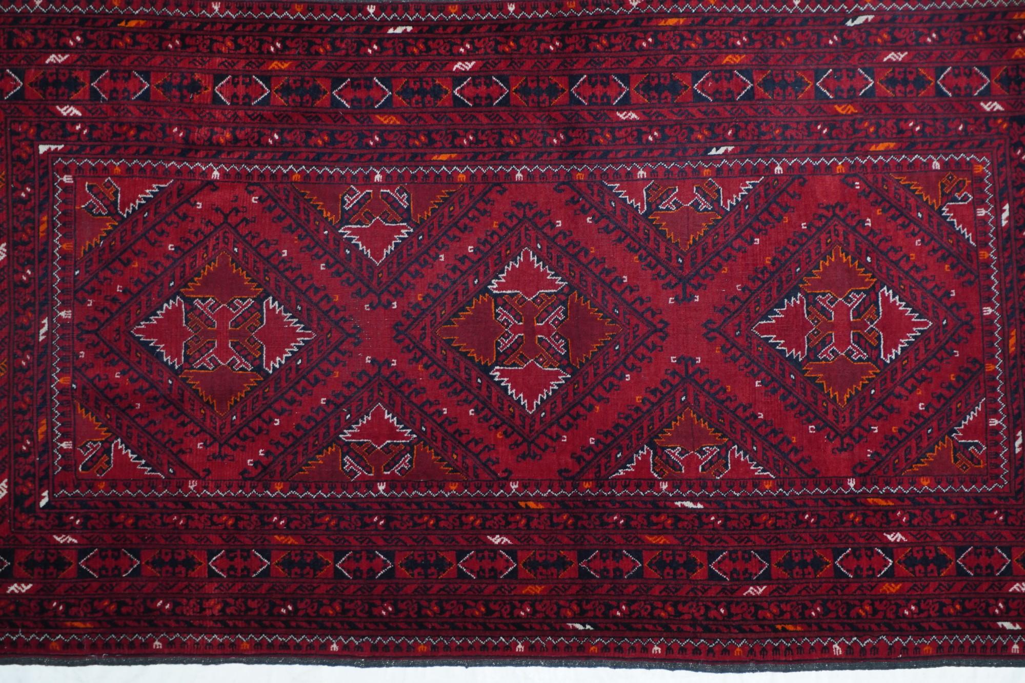 Vintage Afghan Rug 3'7'' x 7'1'' In Excellent Condition For Sale In New York, NY