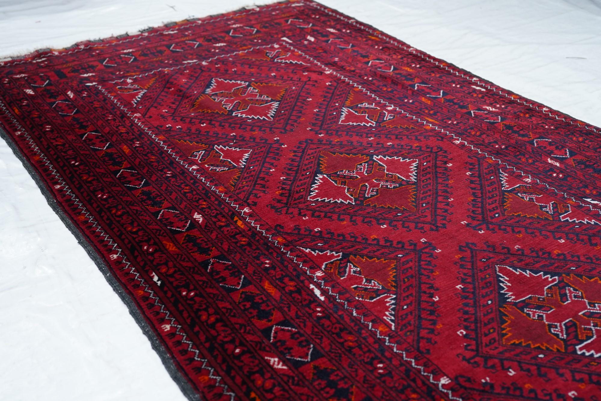 Vintage Afghan Teppich 3'7'' x 7'1'' im Angebot 1