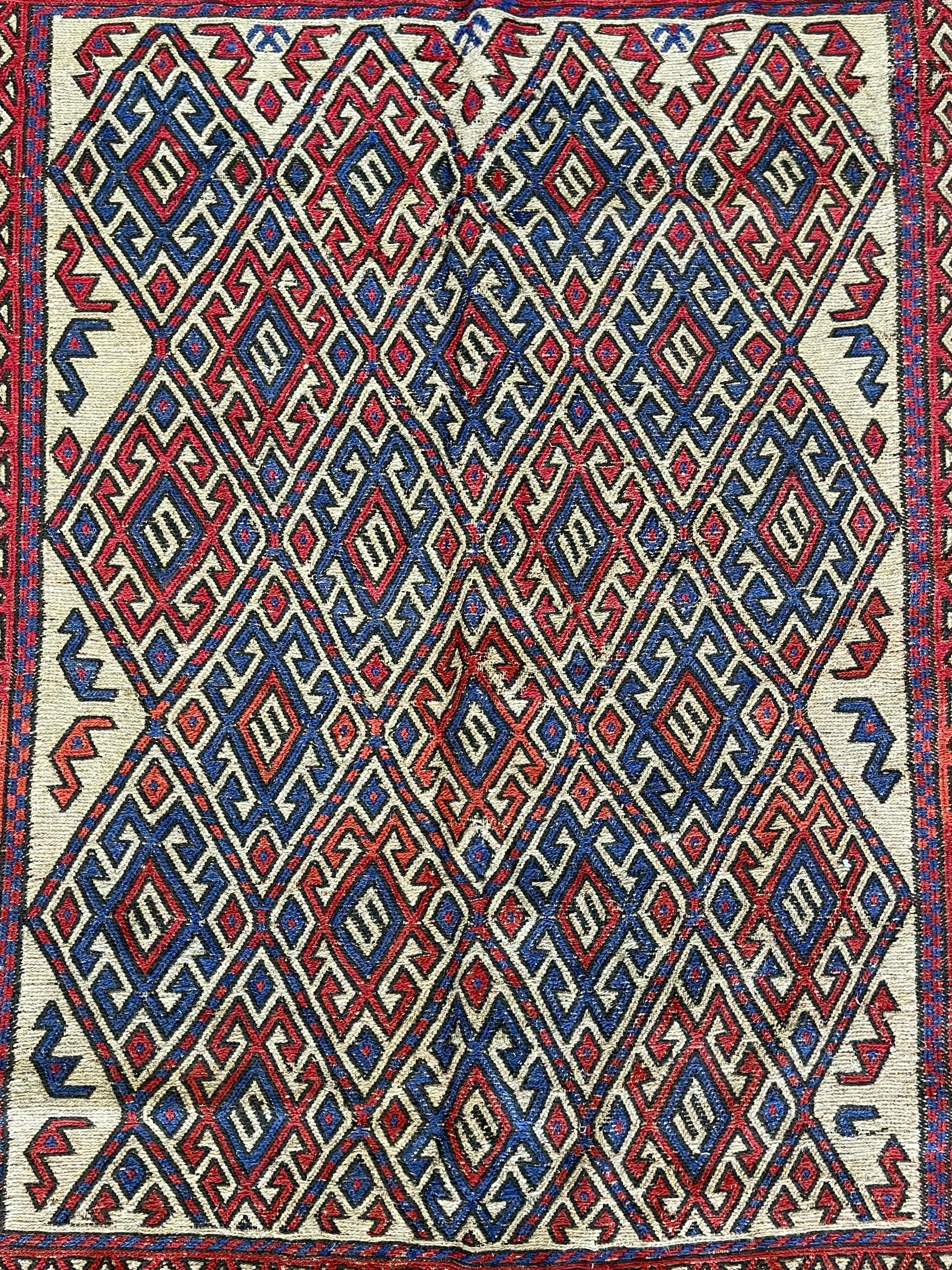 Semi Antique Afghan Turkmen Kilim In Good Condition For Sale In Morton Grove, IL