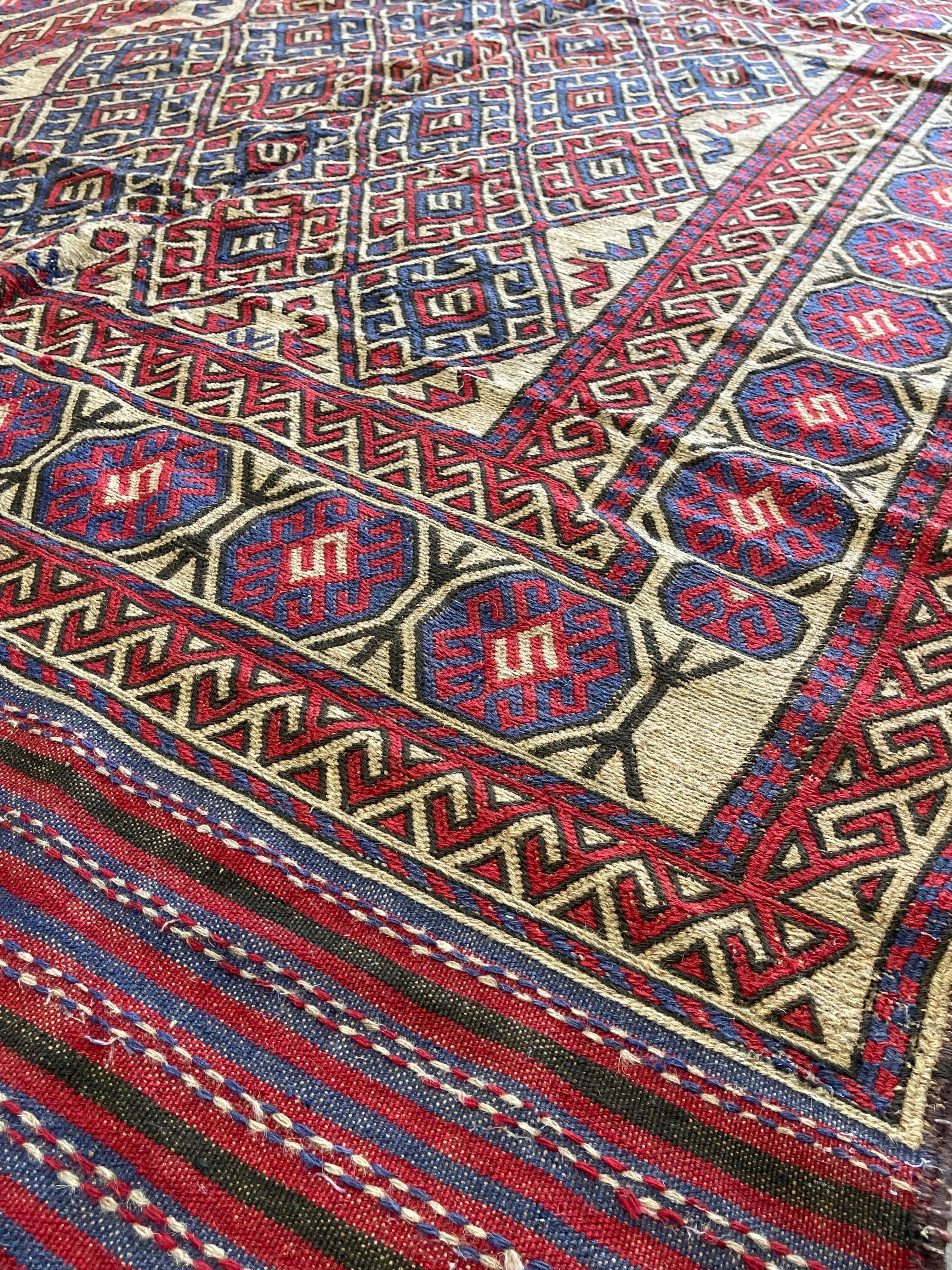 Semi Antique Afghan Turkmen Kilim For Sale 1