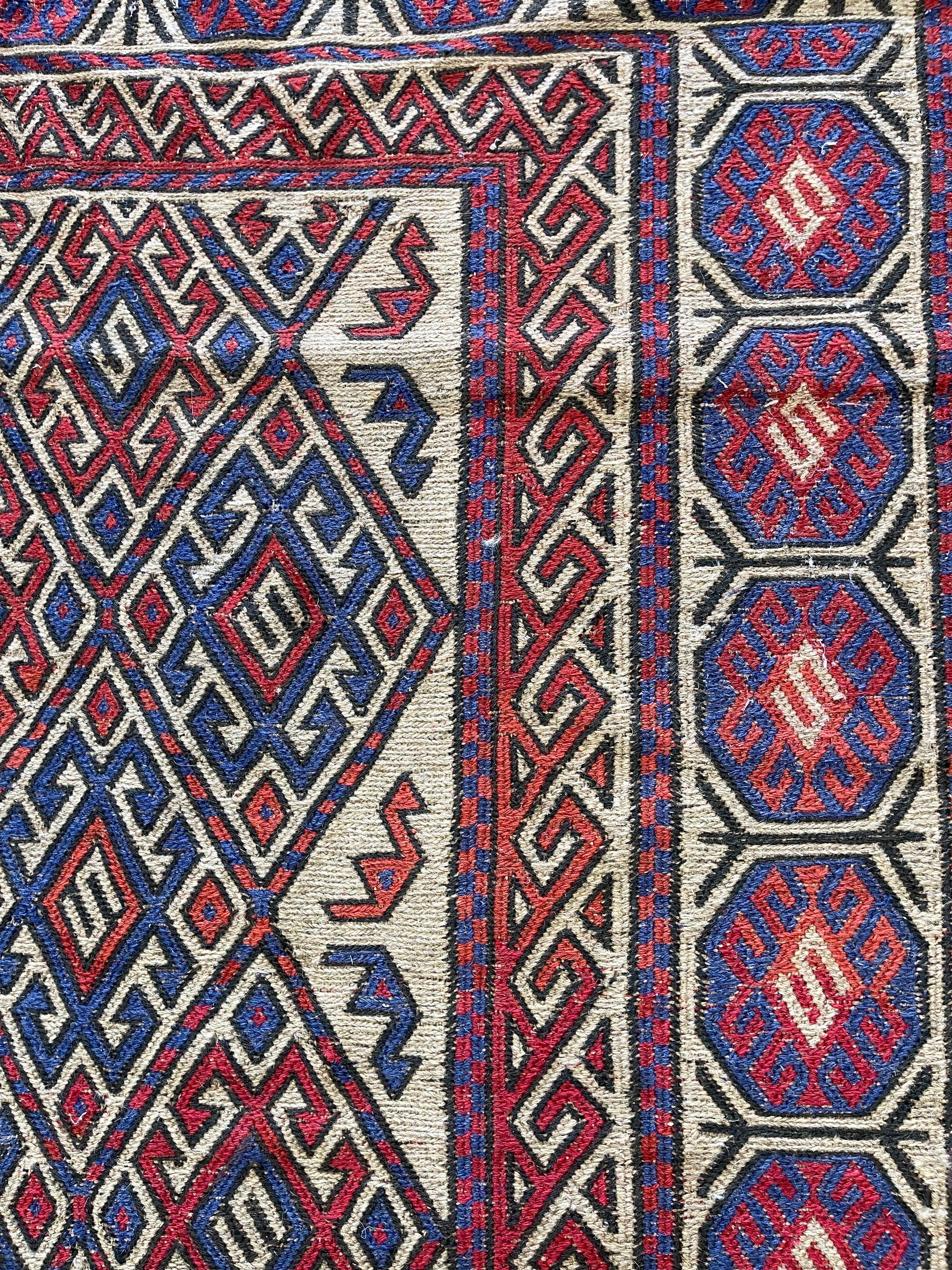 Semi Antique Afghan Turkmen Kilim For Sale 2