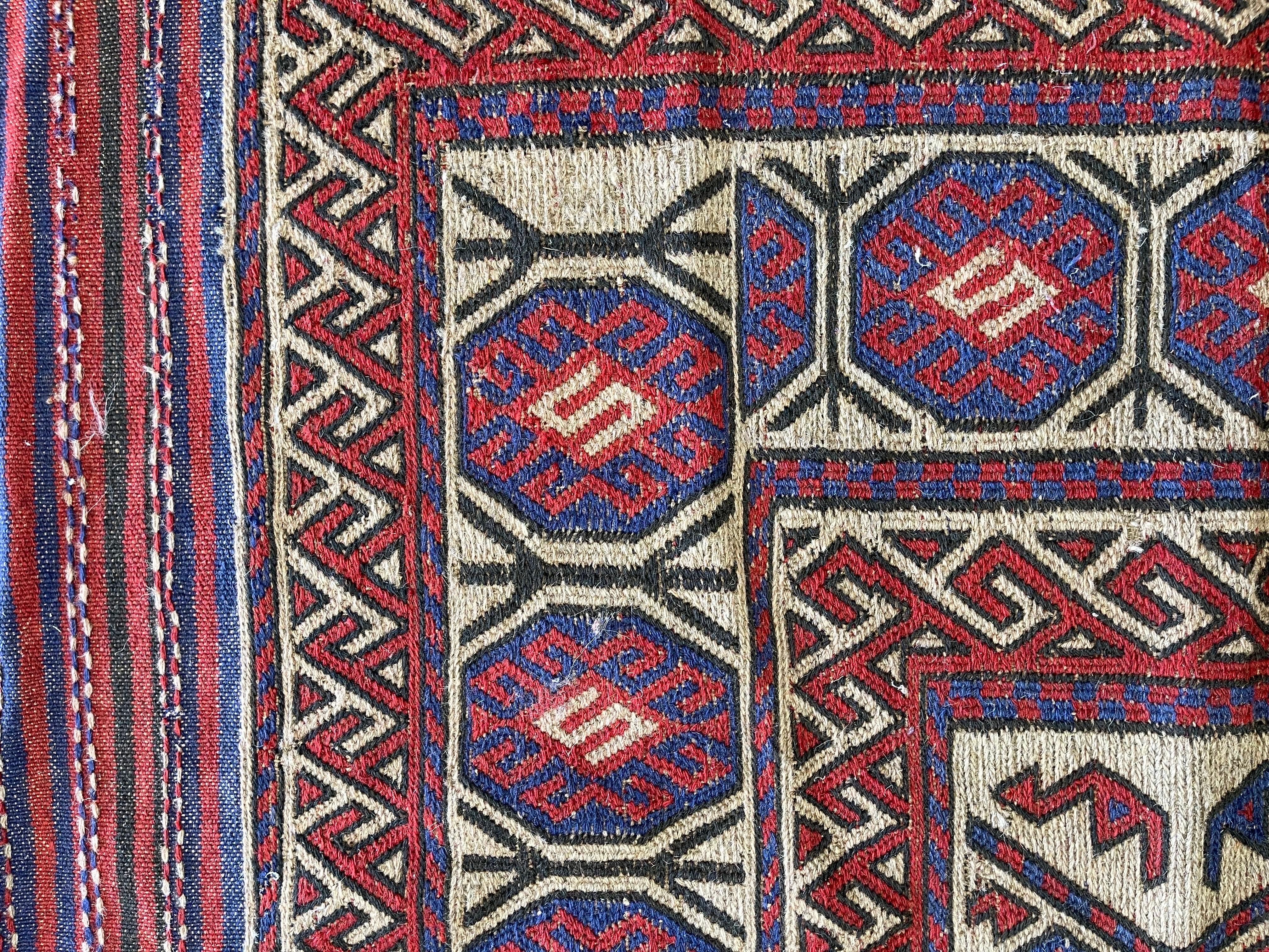 Semi Antique Afghan Turkmen Kilim For Sale 3
