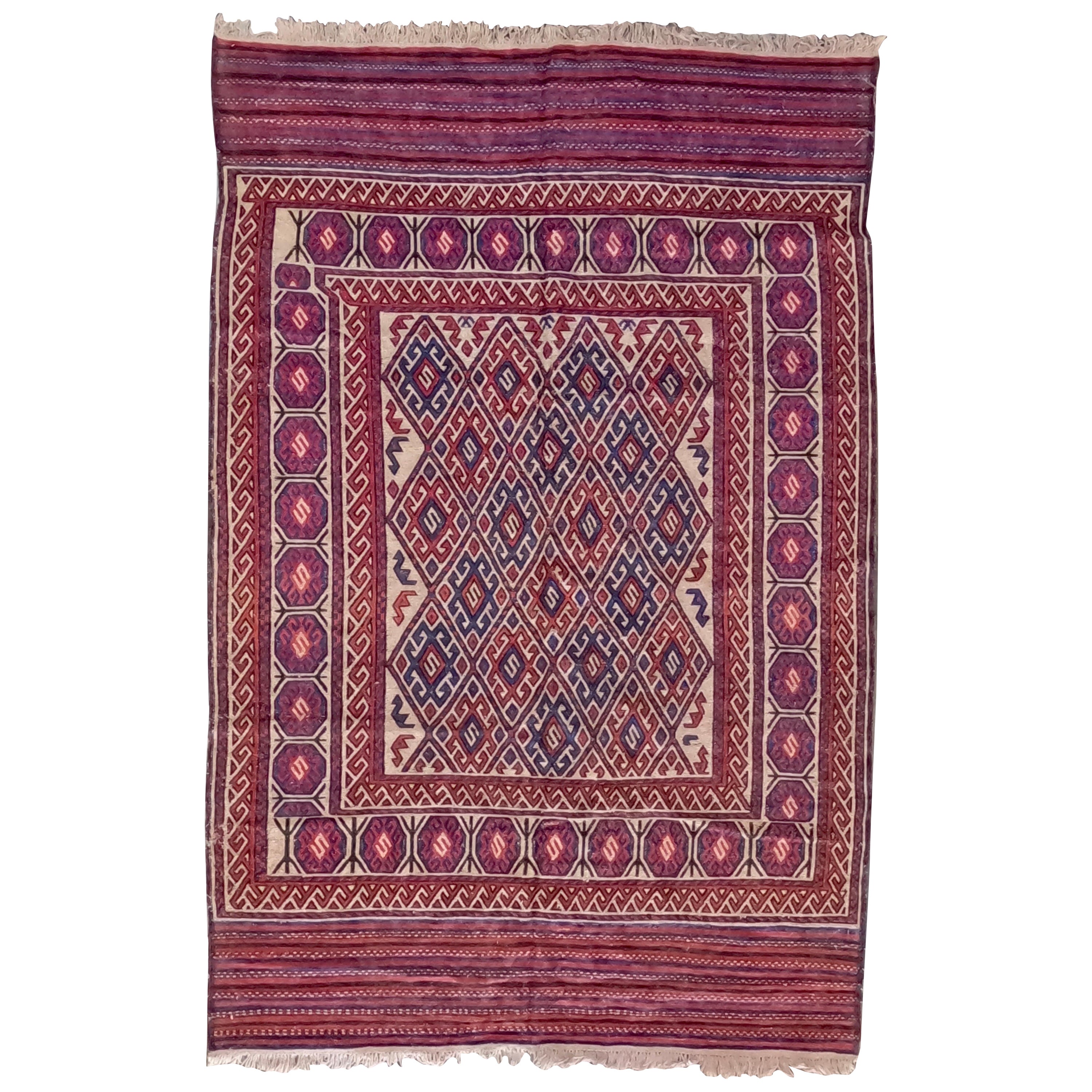 Kilim afghan semi-ancien du Turkmen
