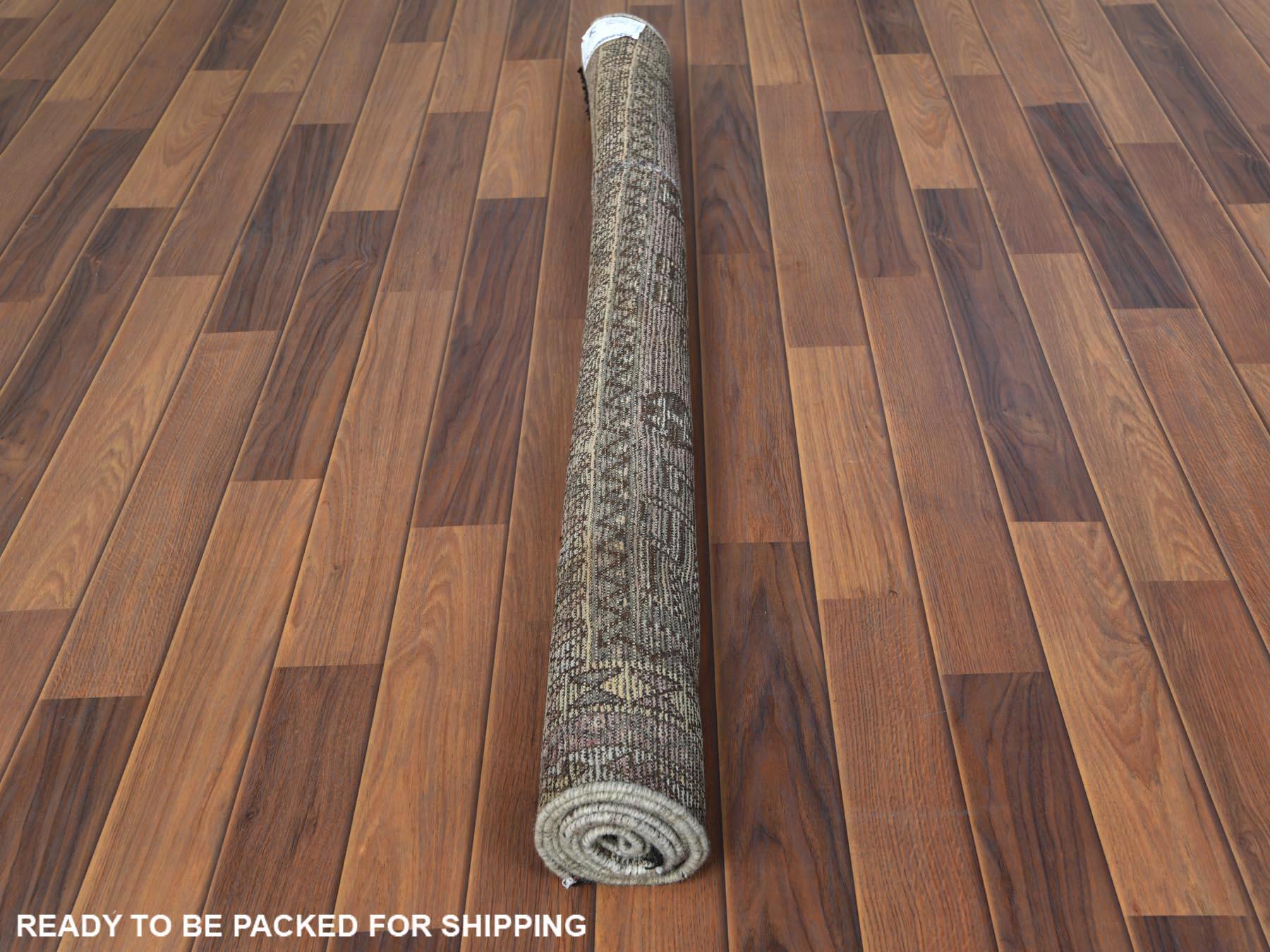 Hand-Knotted Semi Antique Beige Persian Shiraz Worn Down Clean Hand Knotted Organic Wool Rug For Sale